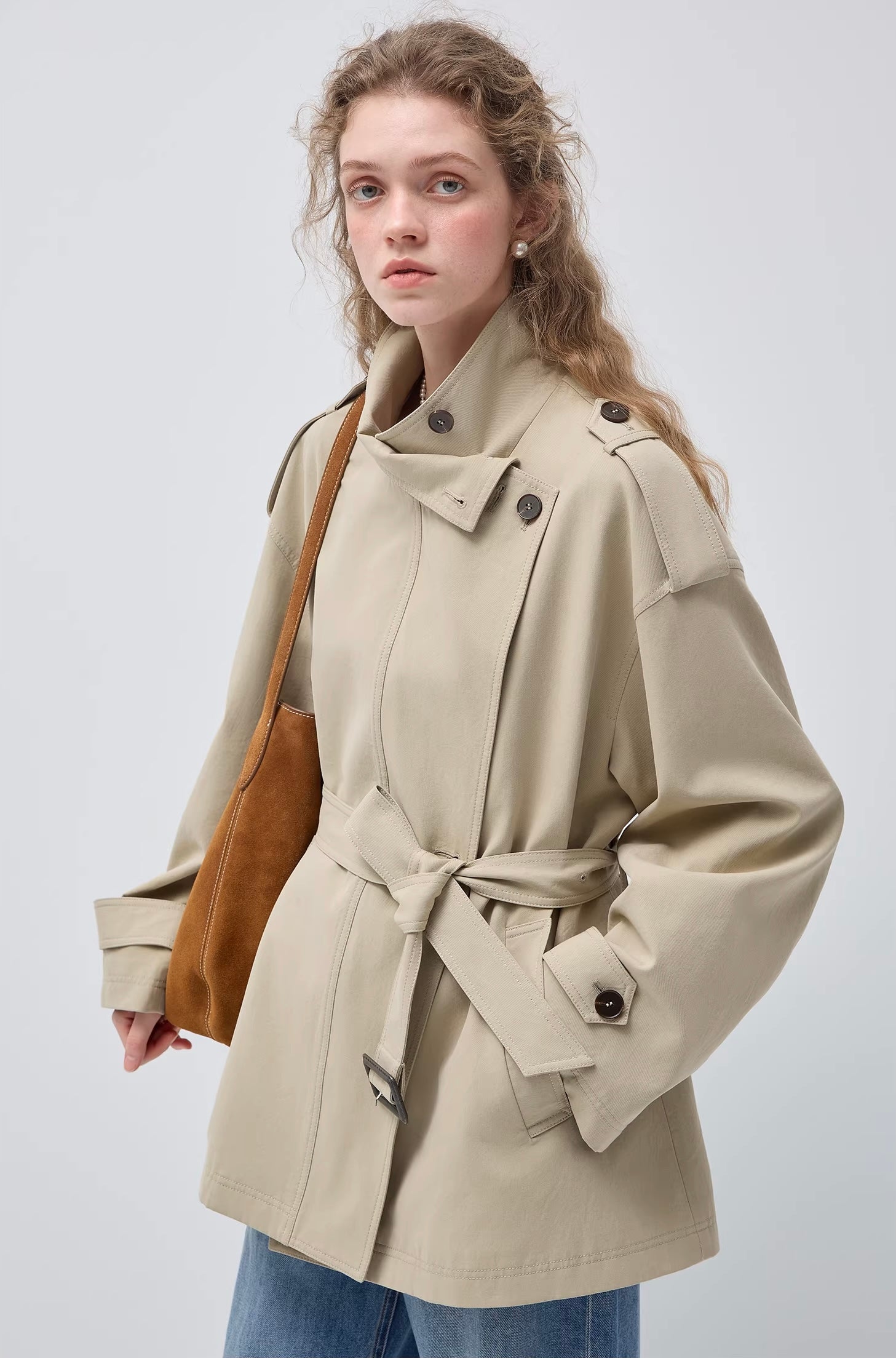 リヨセルスタンドカラー ベルトコート
C3451