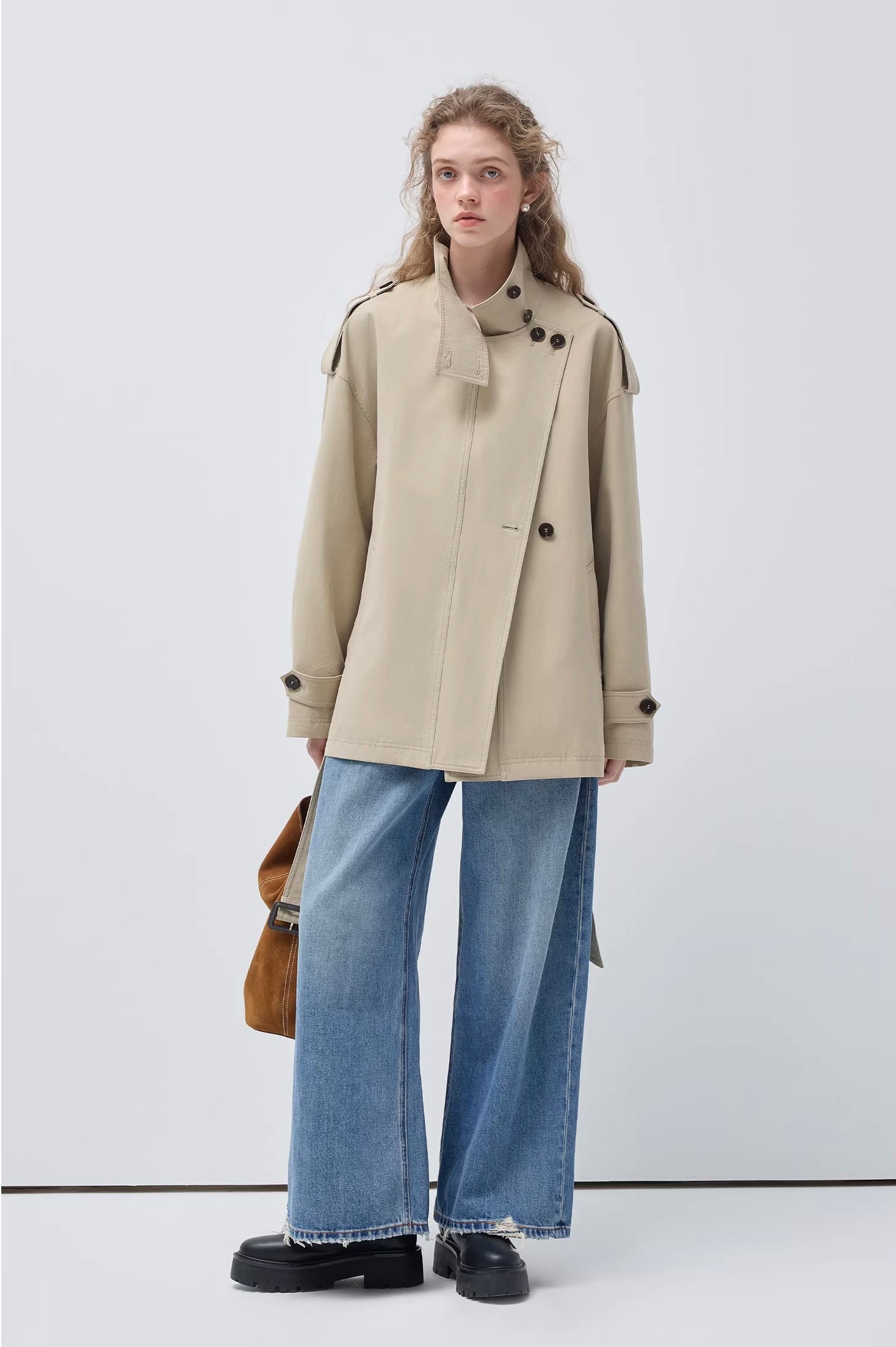 リヨセルスタンドカラー ベルトコート
C3451