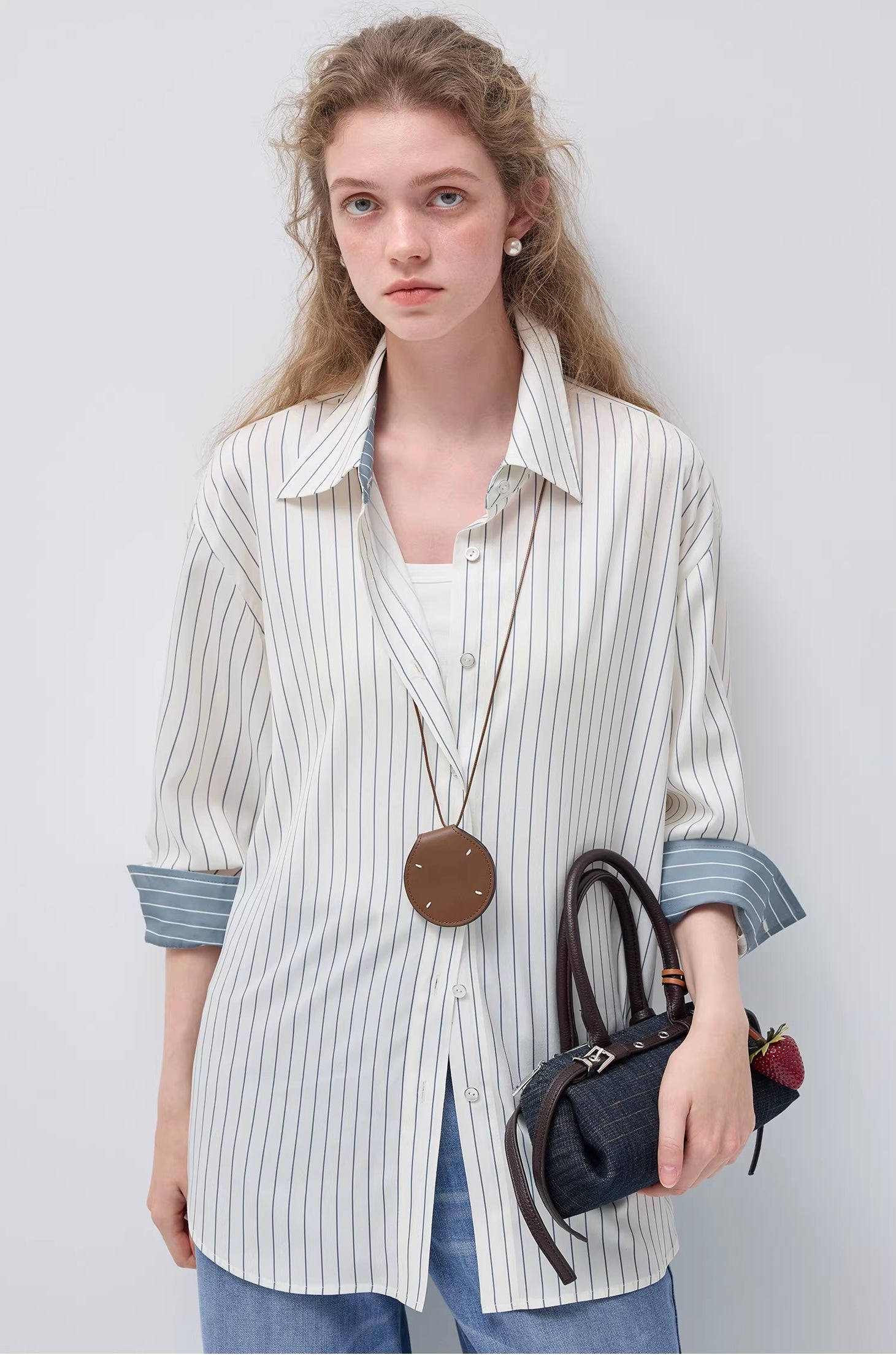 ストライプ柄ドロップショルダーシャツ
C3456