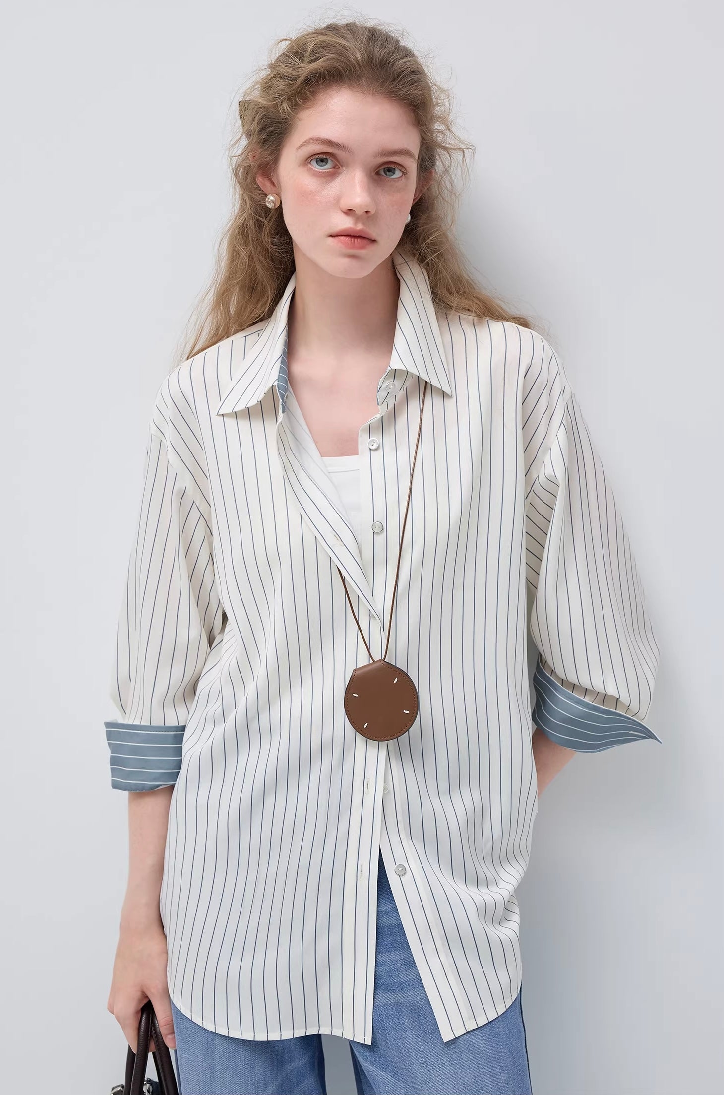 ストライプ柄ドロップショルダーシャツ
C3456