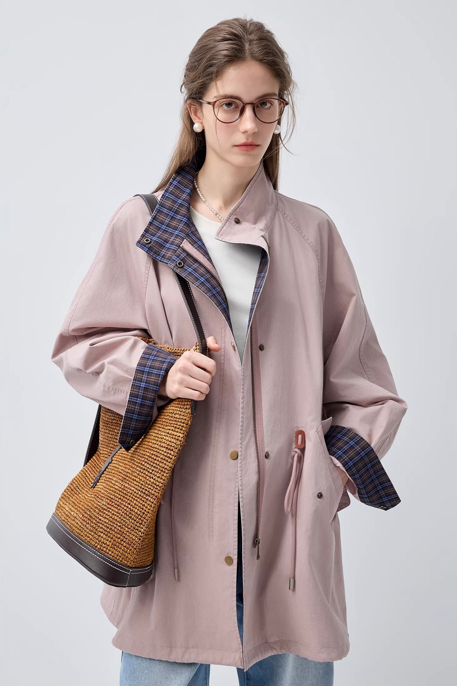 スタンドカラードローストリングジャケットC3474