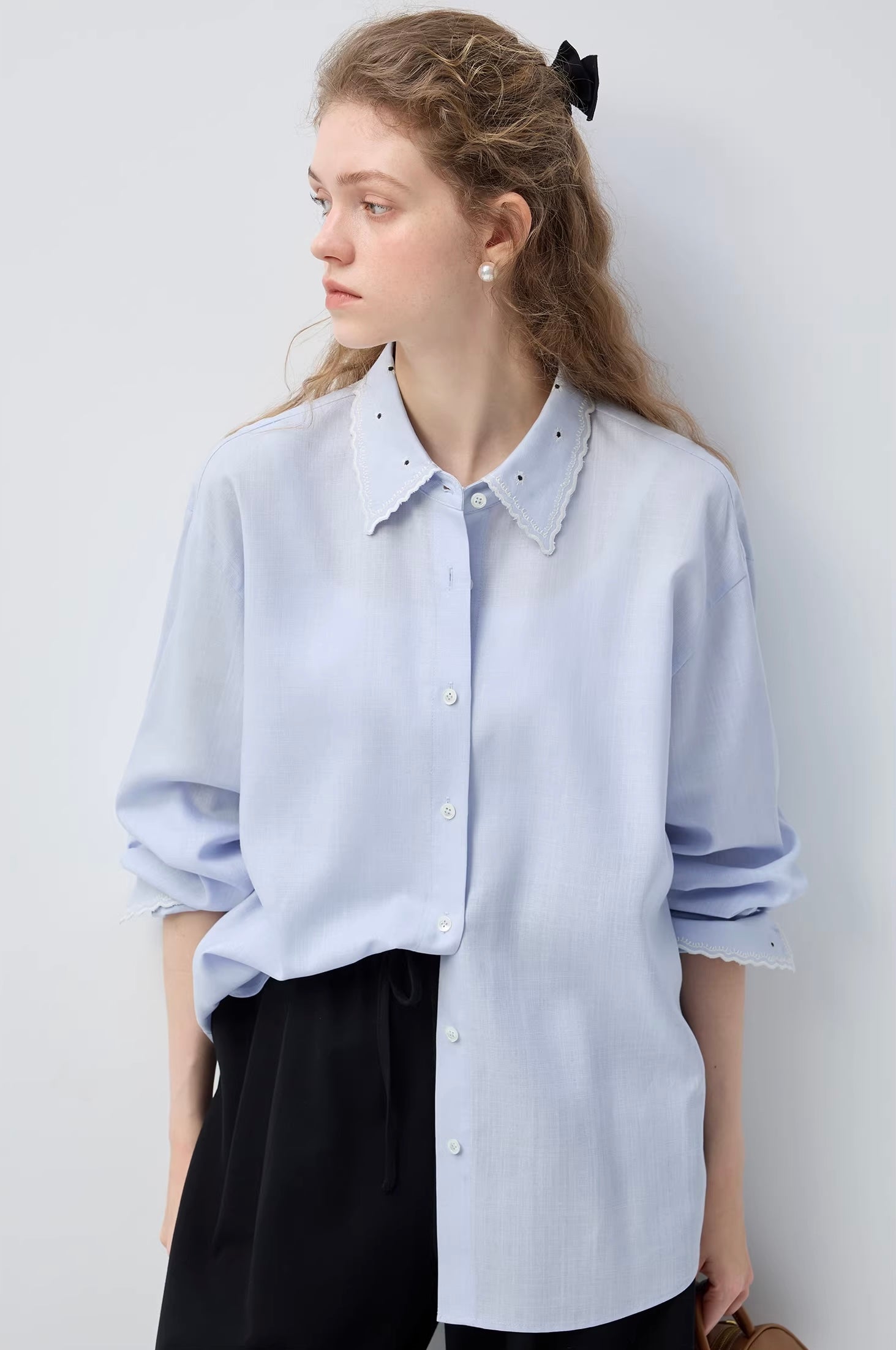 リヨセルライトブルールーズシャツC3475