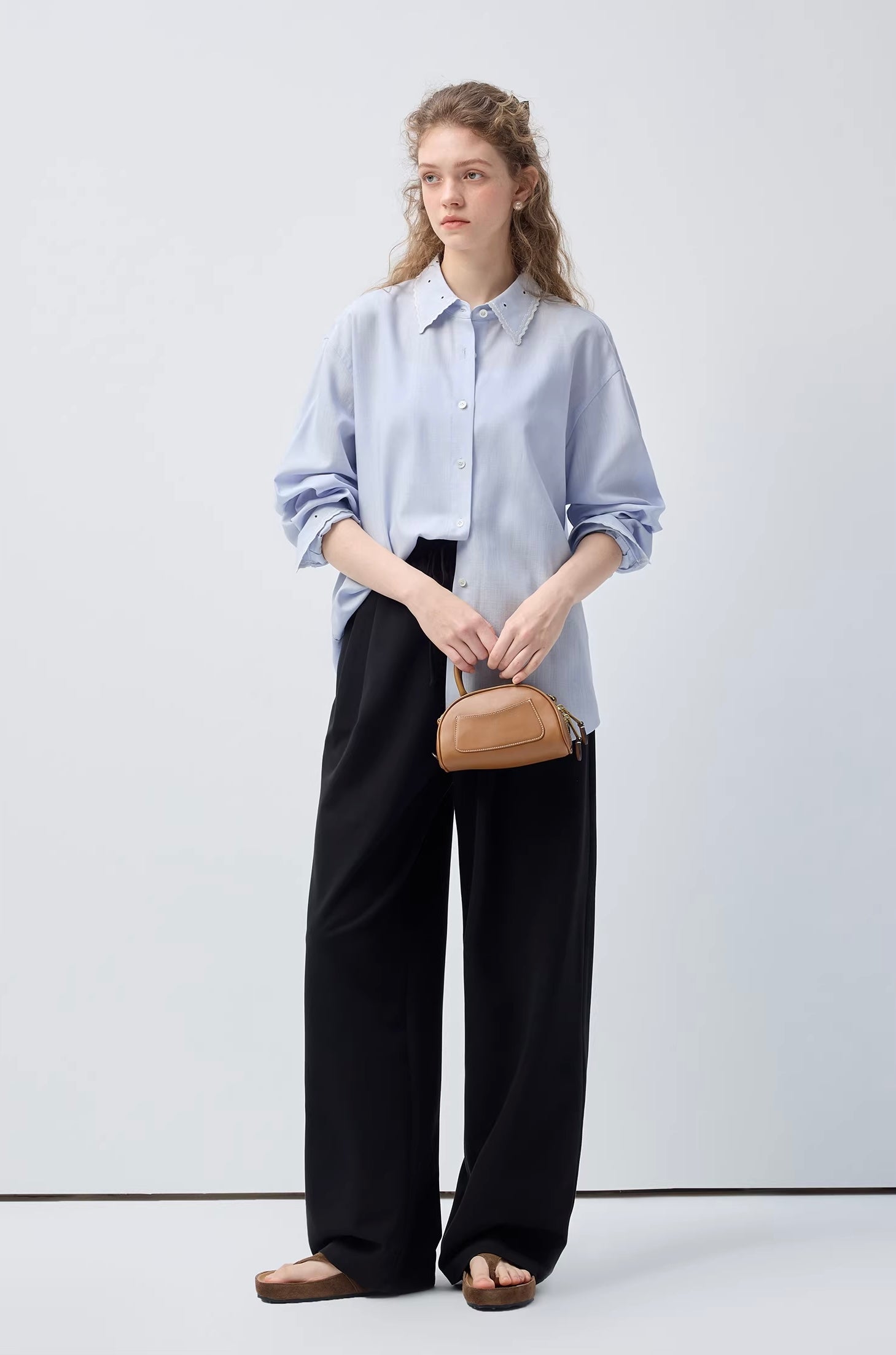 リヨセルライトブルールーズシャツC3475