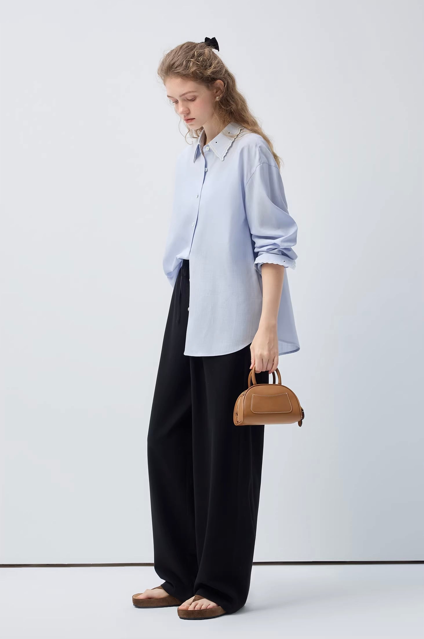 リヨセルライトブルールーズシャツC3475