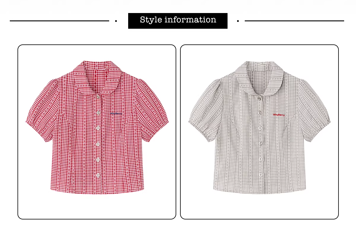 【即納】チェック セーラーカラー半袖ブラウスC3485