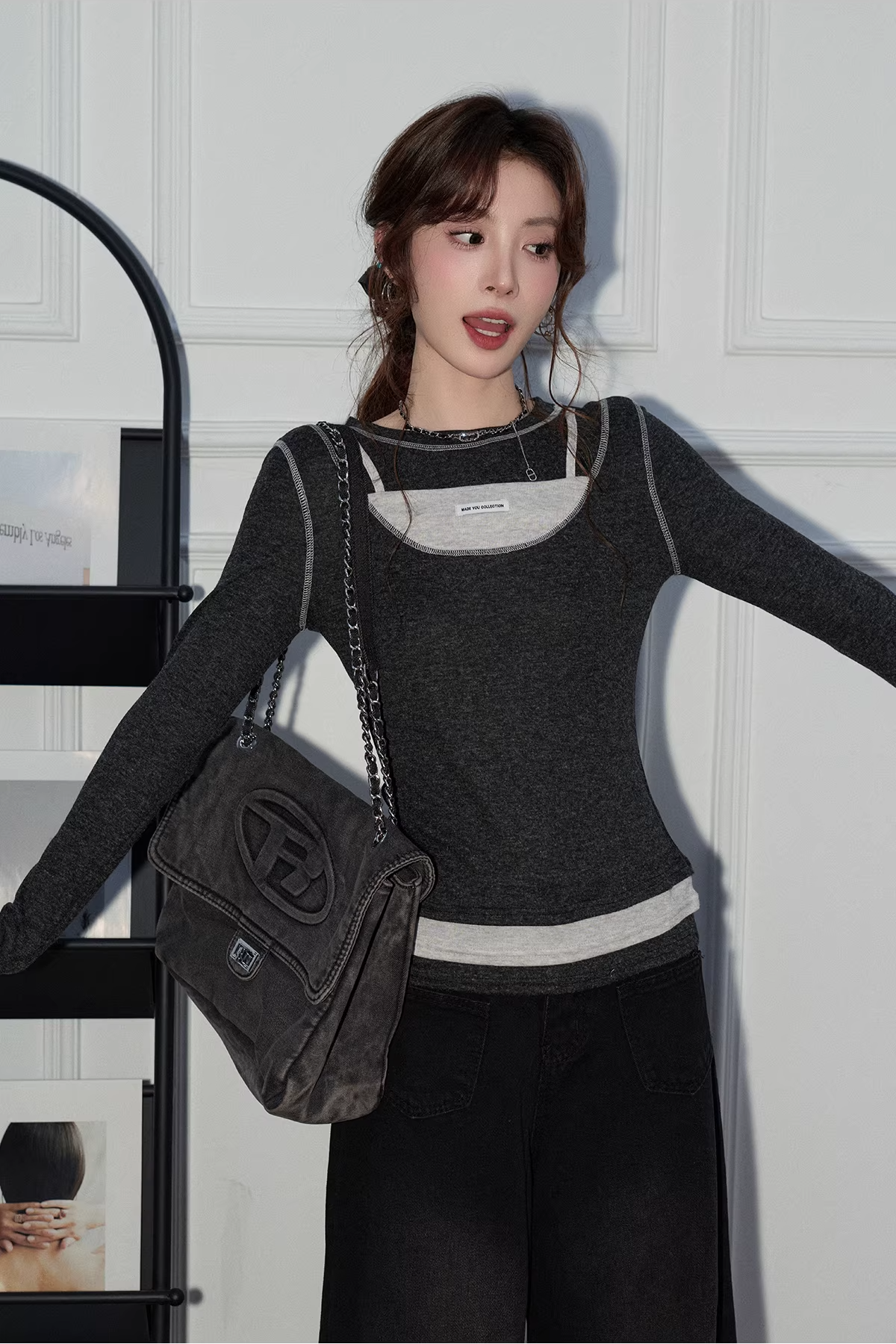 フェイクツーピースカットソーC3500