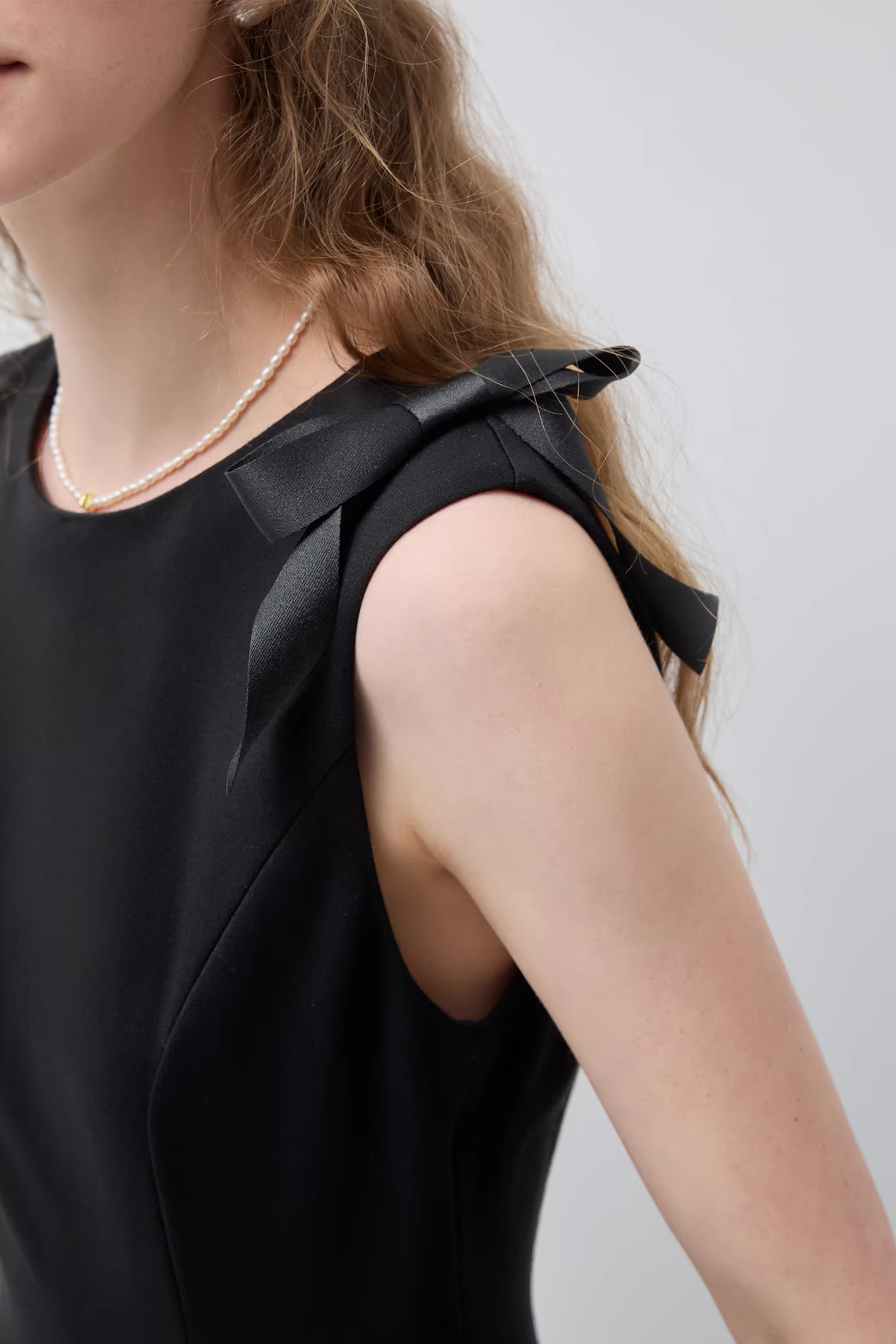 ラウンドネックノースリーブウエストドレスC3501