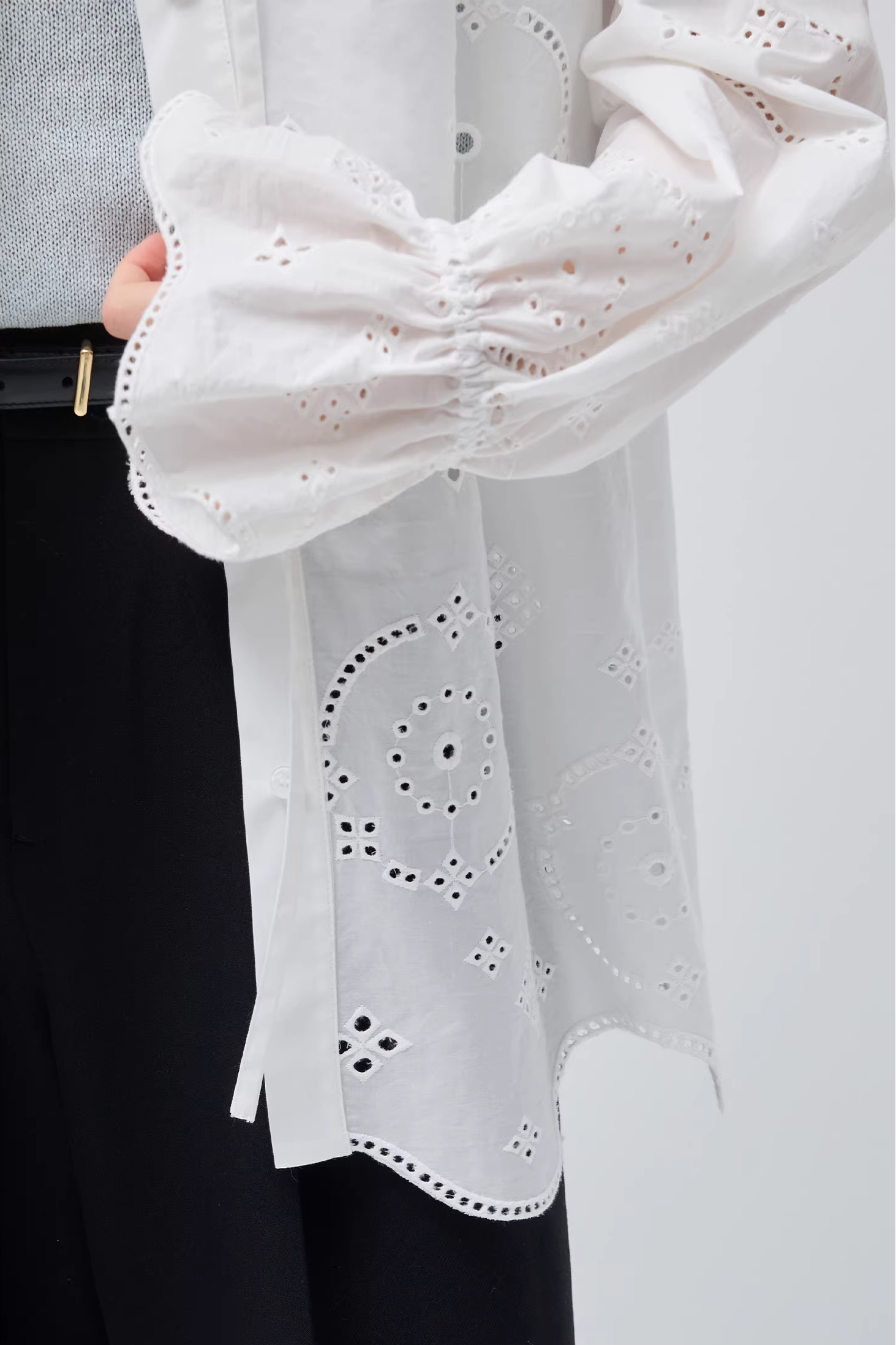 フランスライク刺繍ホローシャツC3508