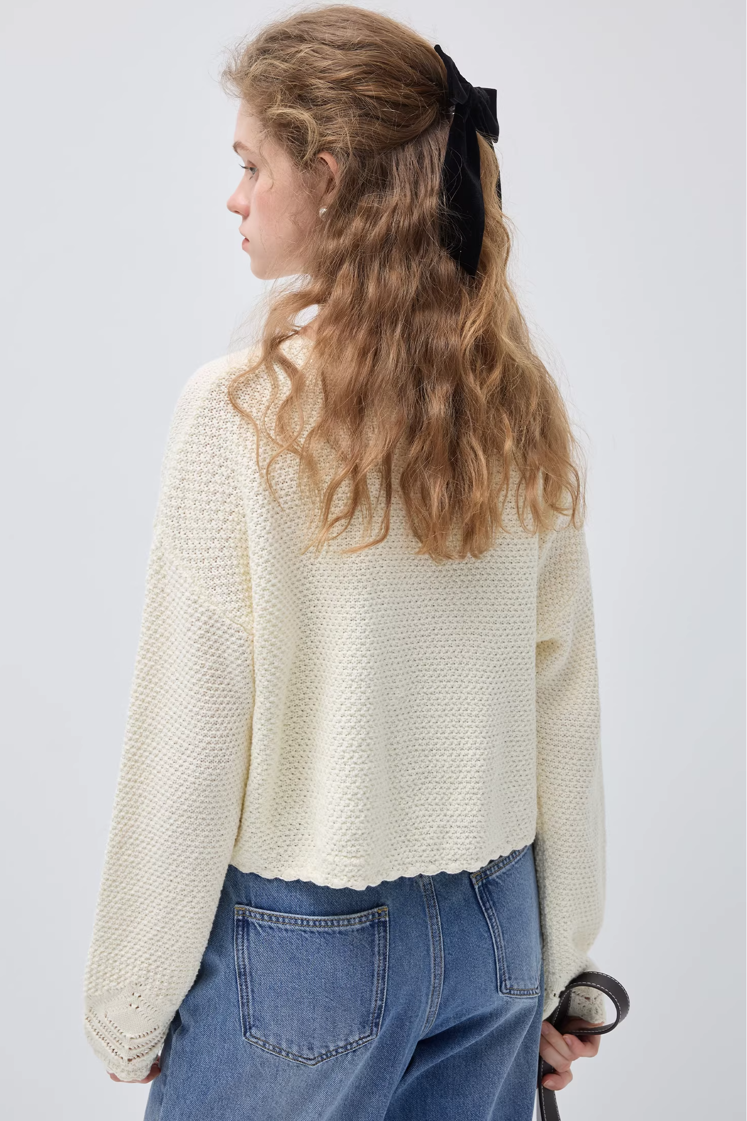 ホローアウトレースアップニットカーディガンC3510