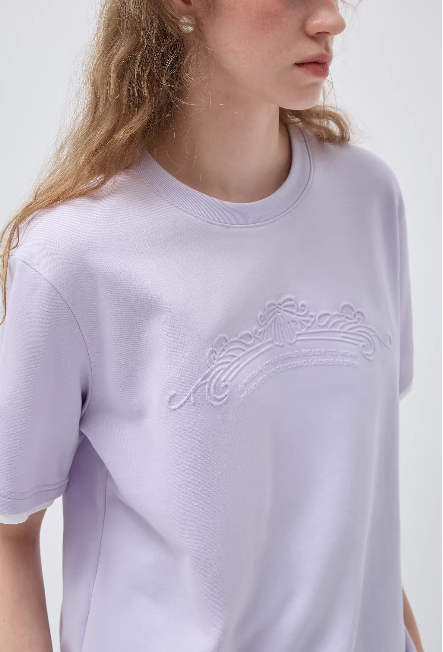 コントラストカラーフェイクツーピースTシャツC3525