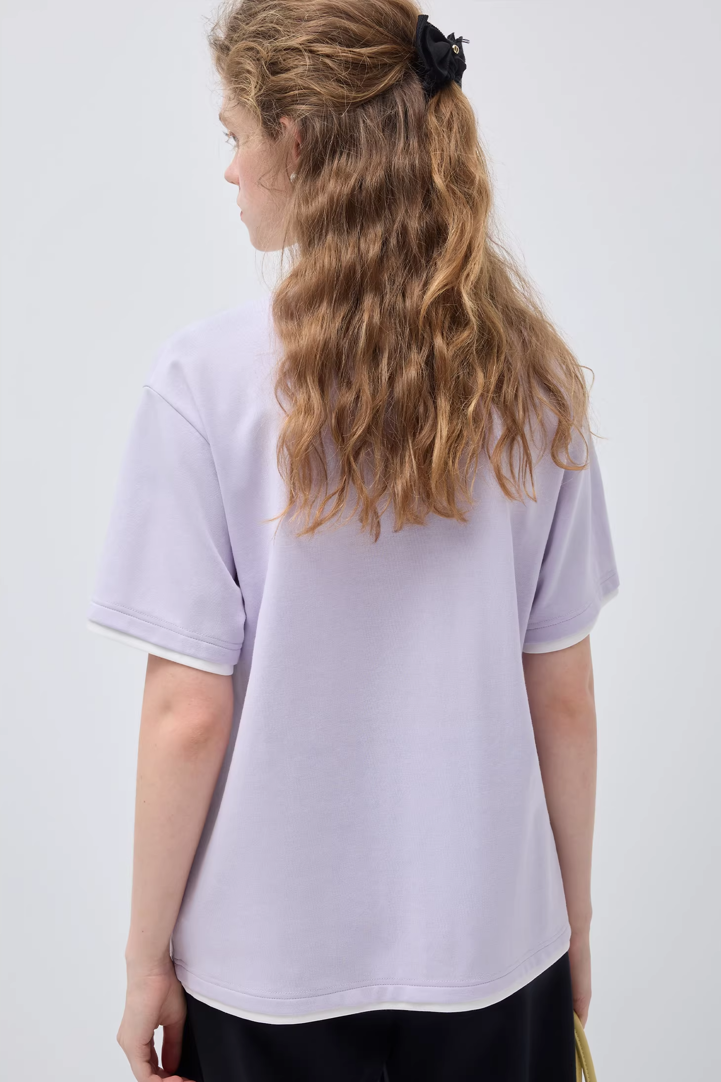 コントラストカラーフェイクツーピースTシャツC3525