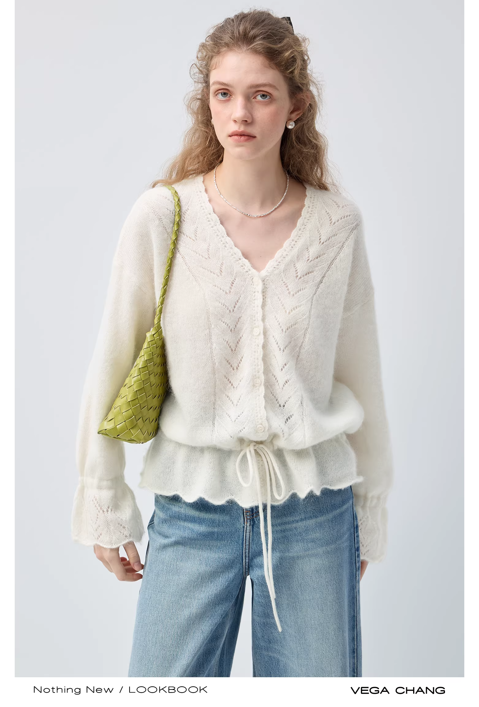 ドローストリングVネックカーディガンC3527