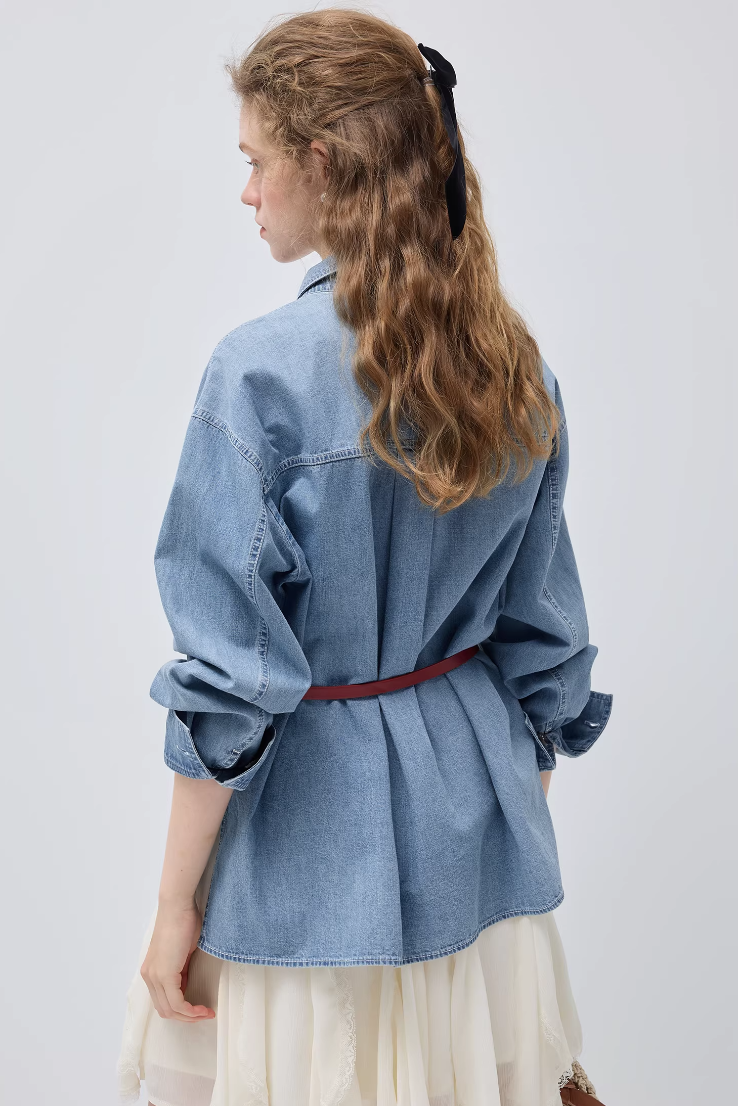 リヨセルウォッシュデニムシャツ×スカートC3530