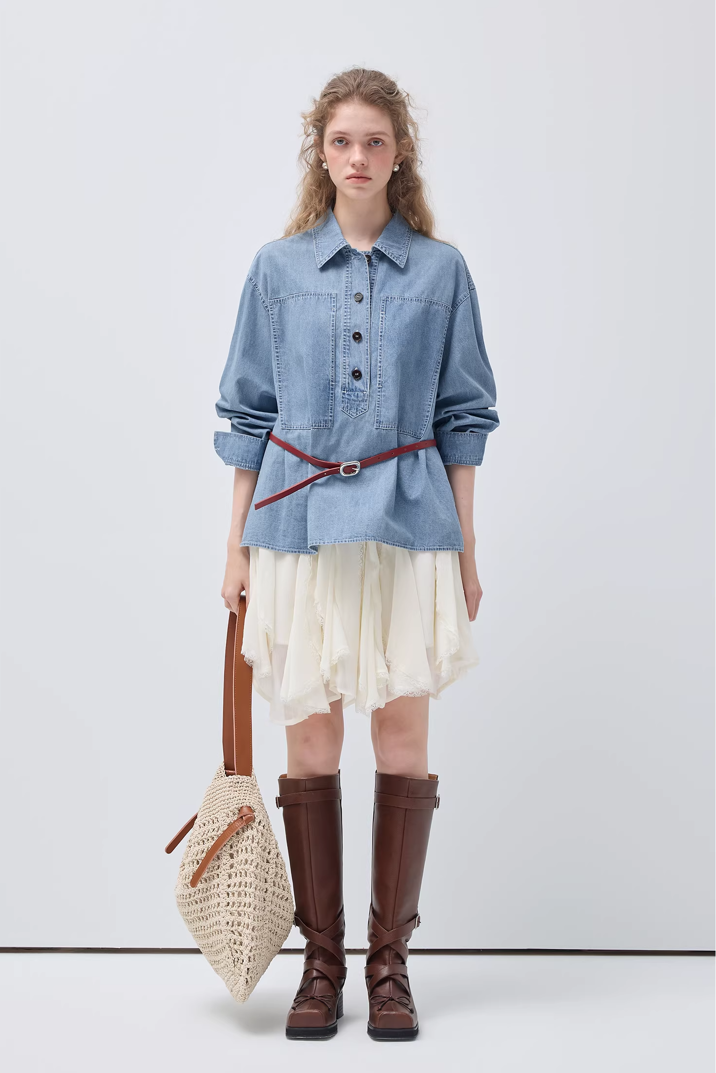 リヨセルウォッシュデニムシャツ×スカートC3530