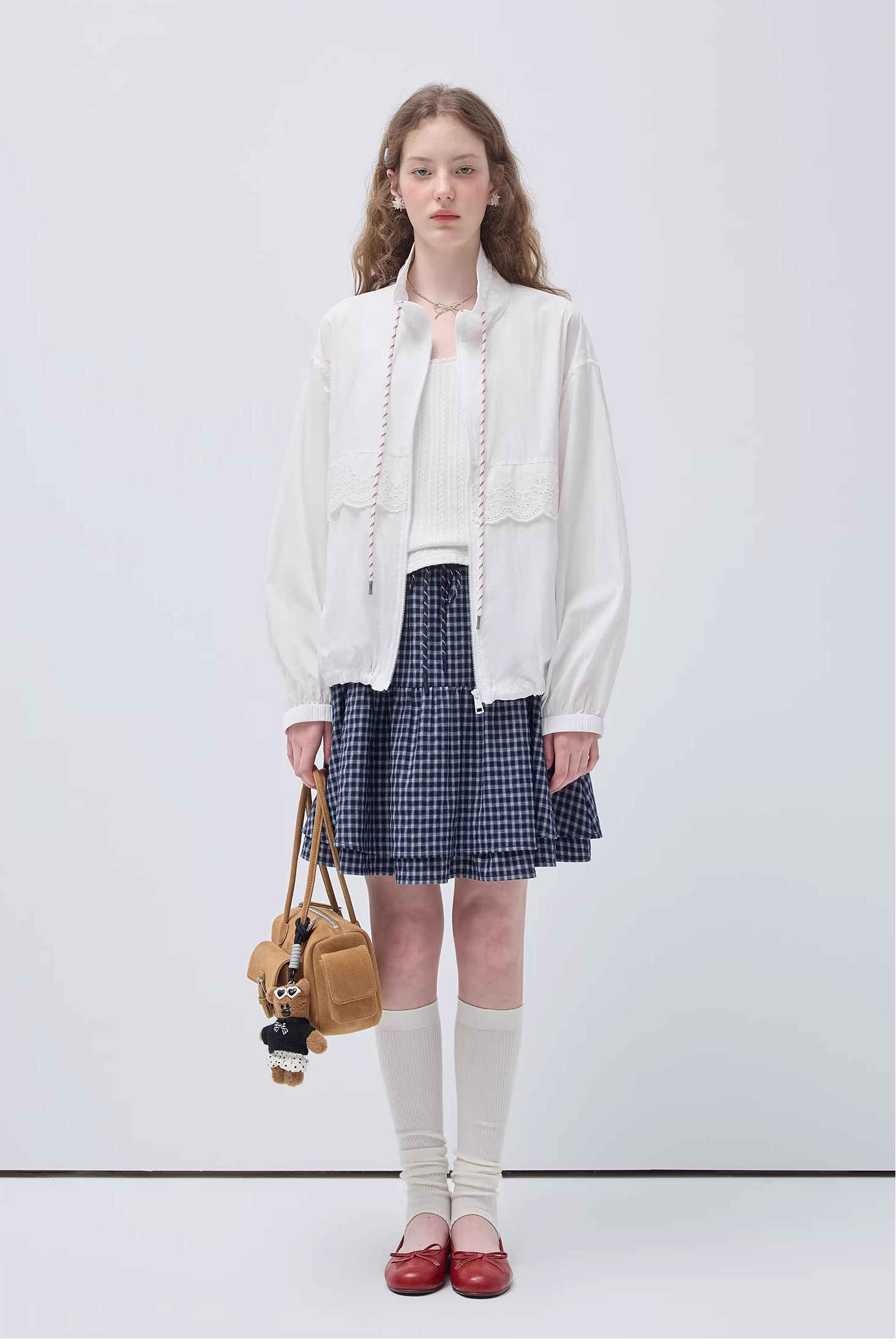 コントラストカラードローストリングレースルーズジャケットC3535