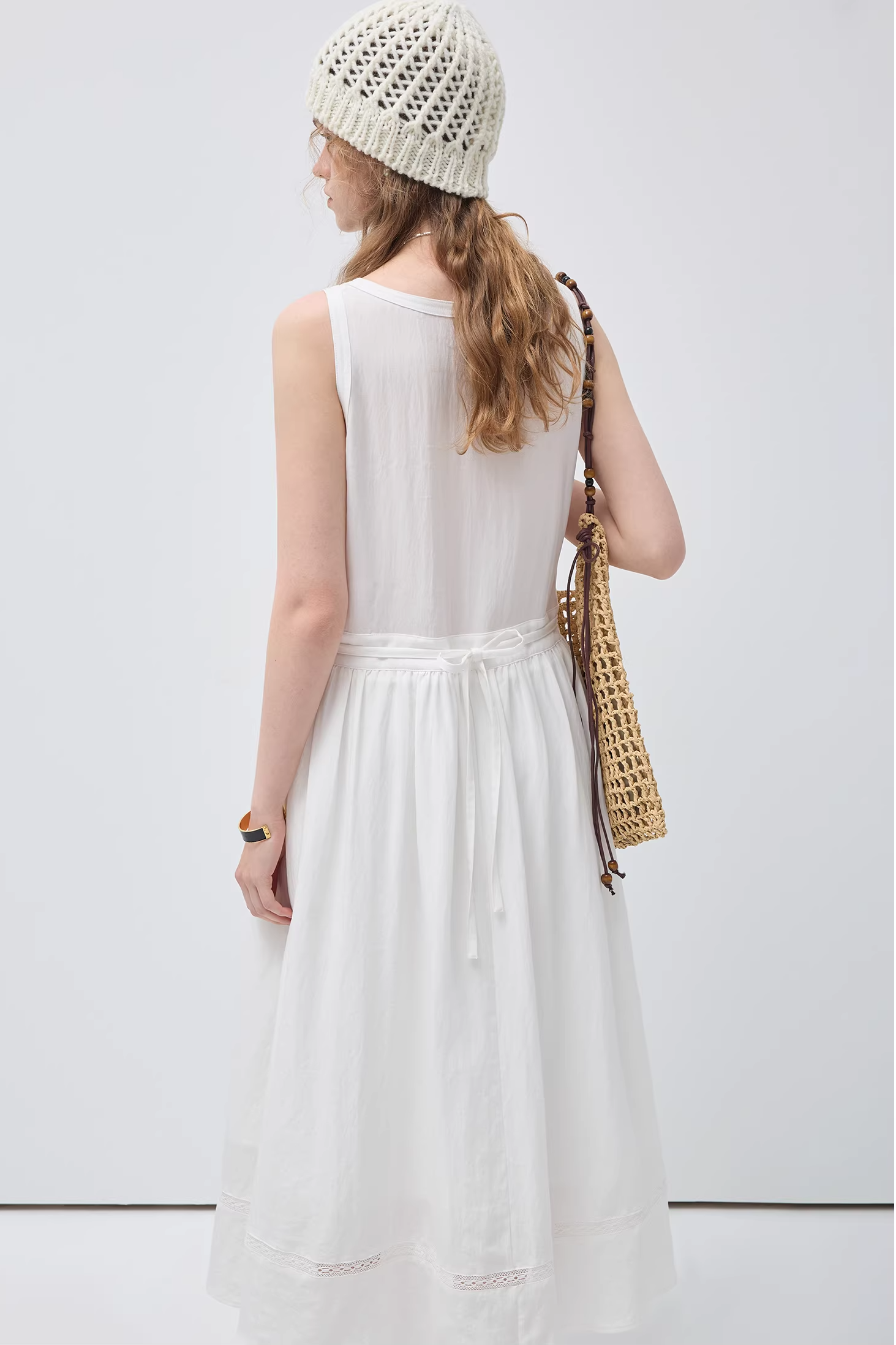 ビーズレースパッチワークベストドレスC3537