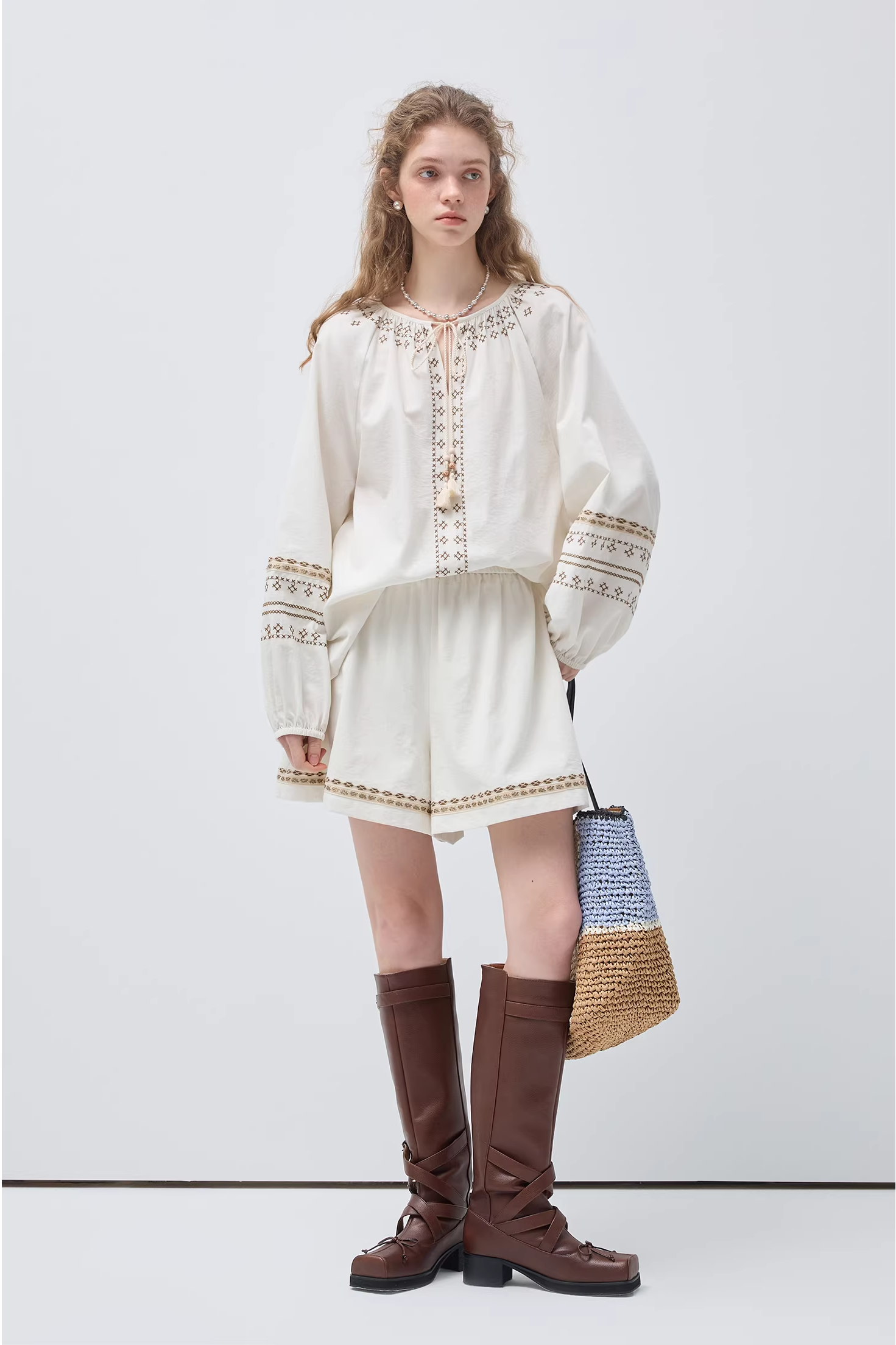 ヴィンテージ刺繍ウエストデザインセットC3540