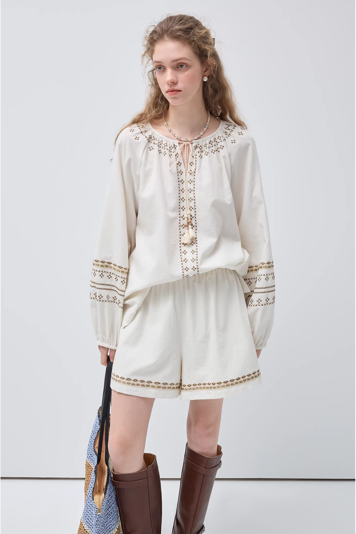 ヴィンテージ刺繍ウエストデザインセットC3540