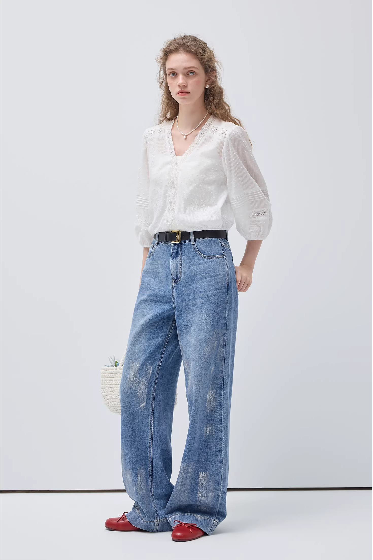 レースパッチワークシャツC3547