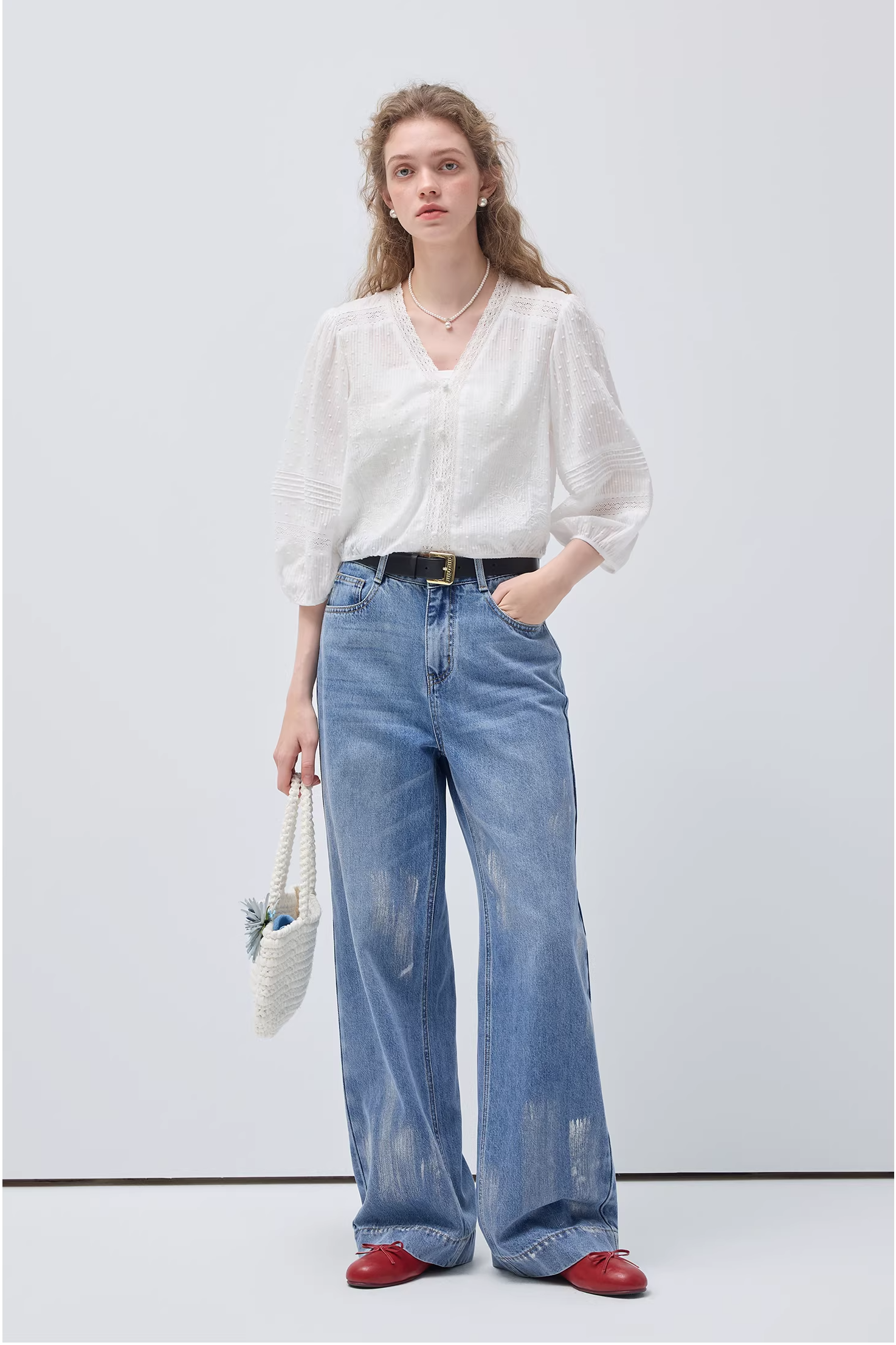 レースパッチワークシャツC3547