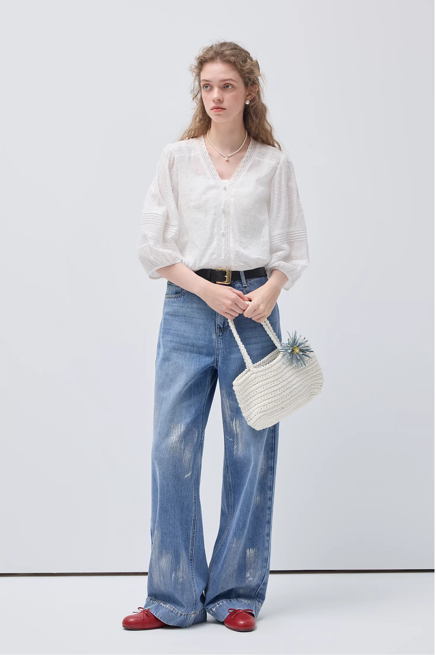 レースパッチワークシャツC3547