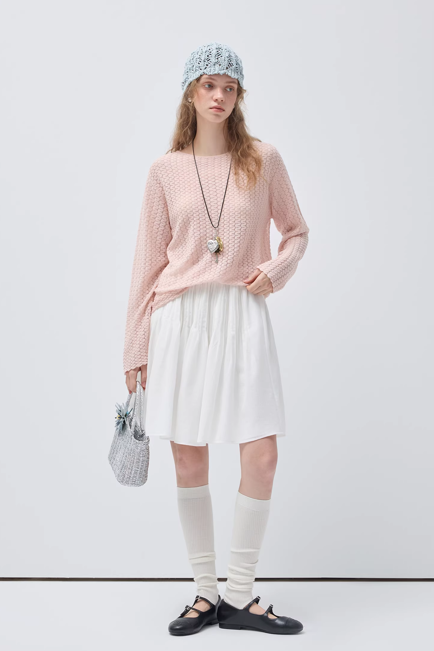 ピュアホワイトミニマルデザインスカートC3563