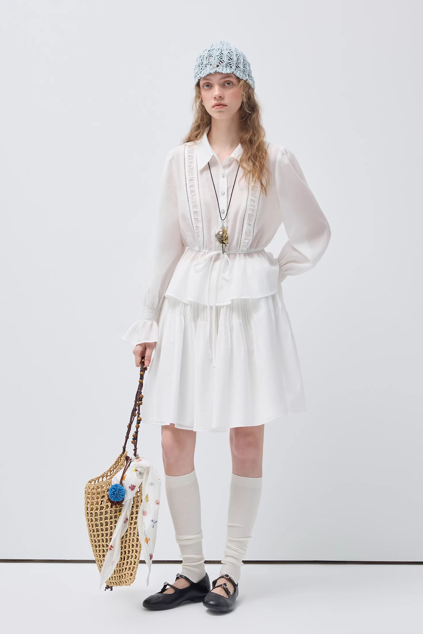 ピュアホワイトミニマルデザインスカートC3563