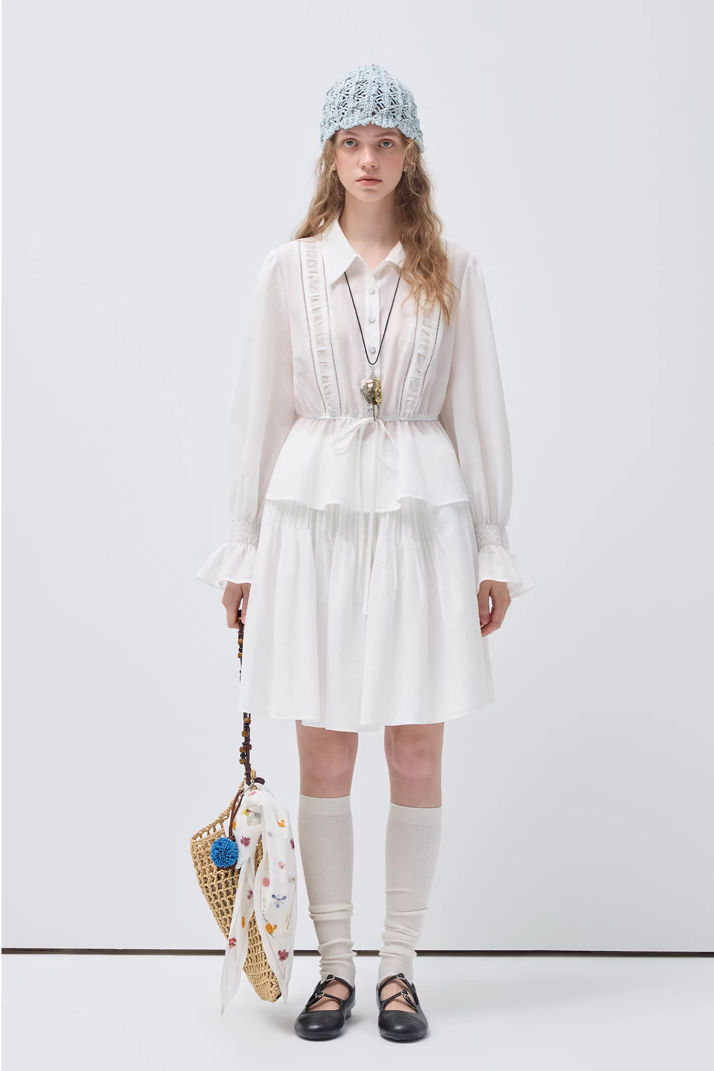 ピュアホワイトミニマルデザインスカートC3563