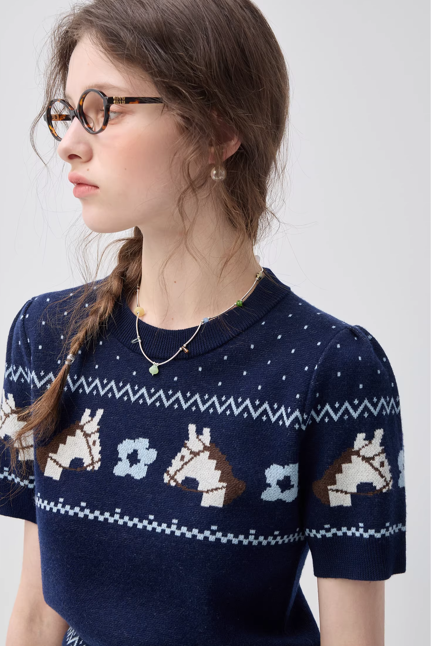 ポニーニットジャカードプルオーバーC3566