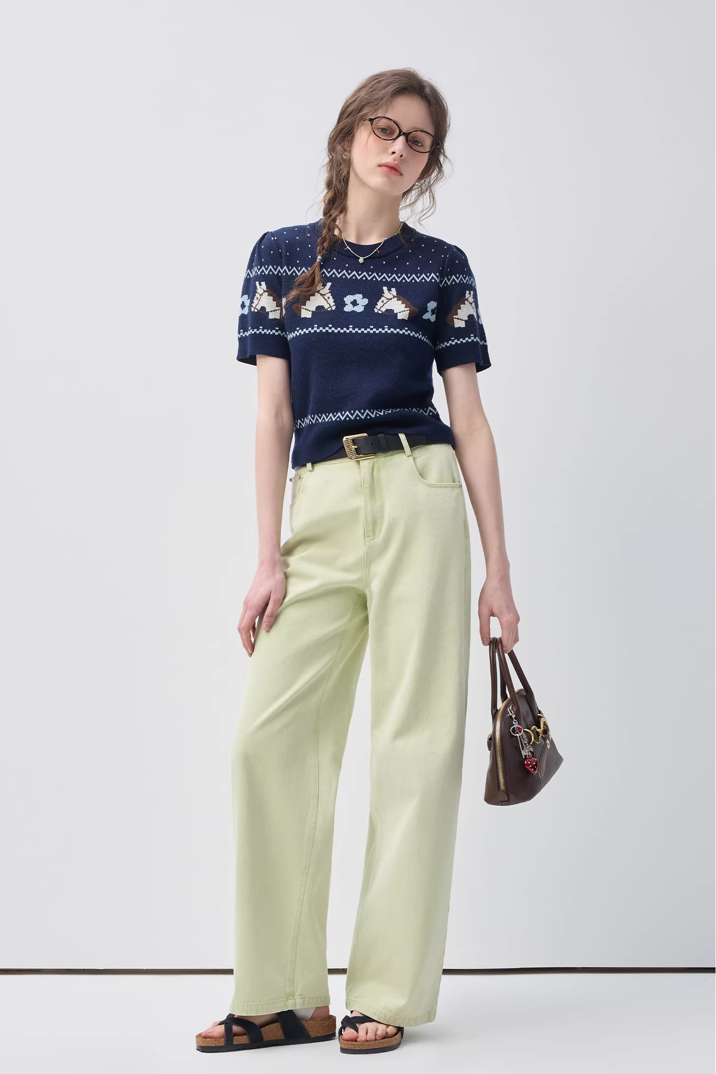 ポニーニットジャカードプルオーバーC3566