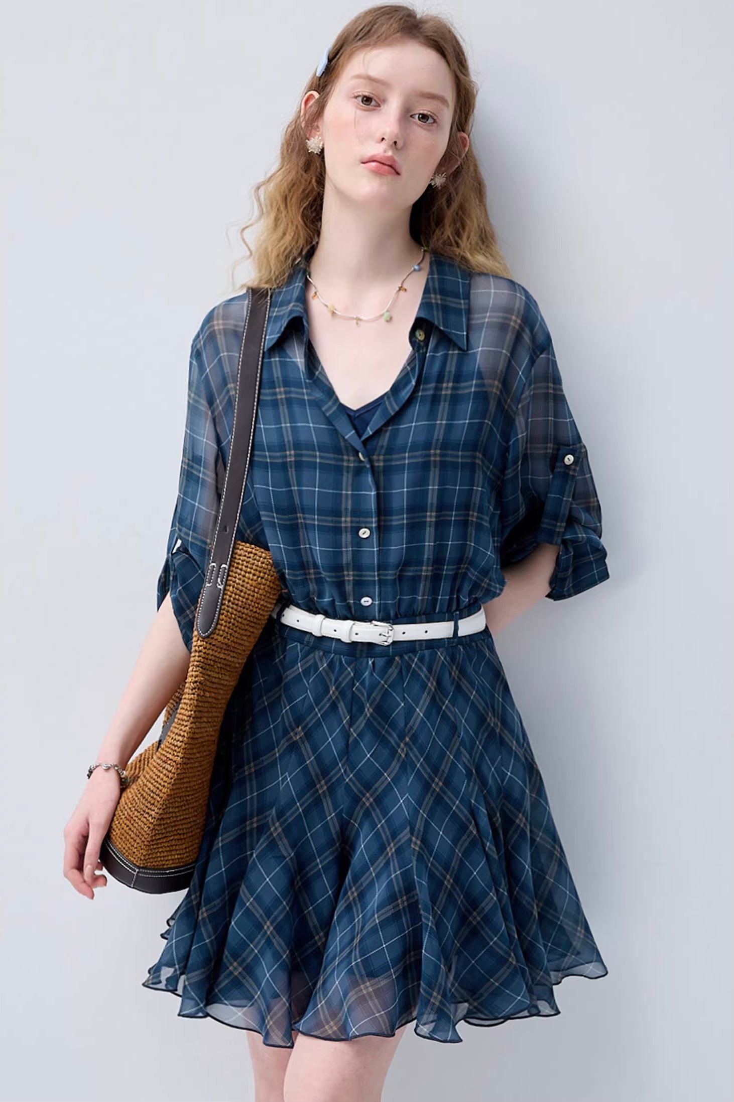 パステルチェックデザインワンピースC3623