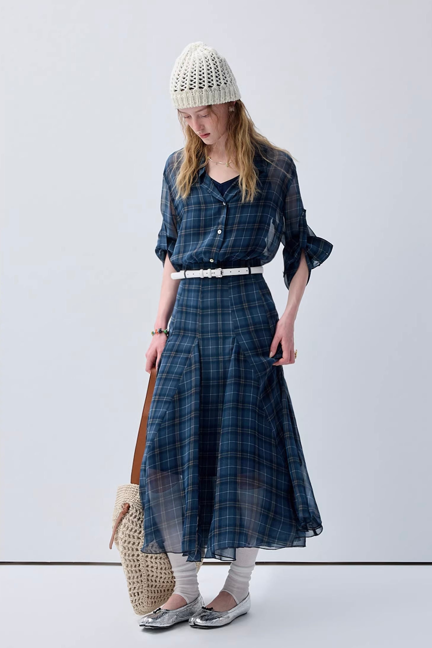 パステルチェックデザインワンピースC3623