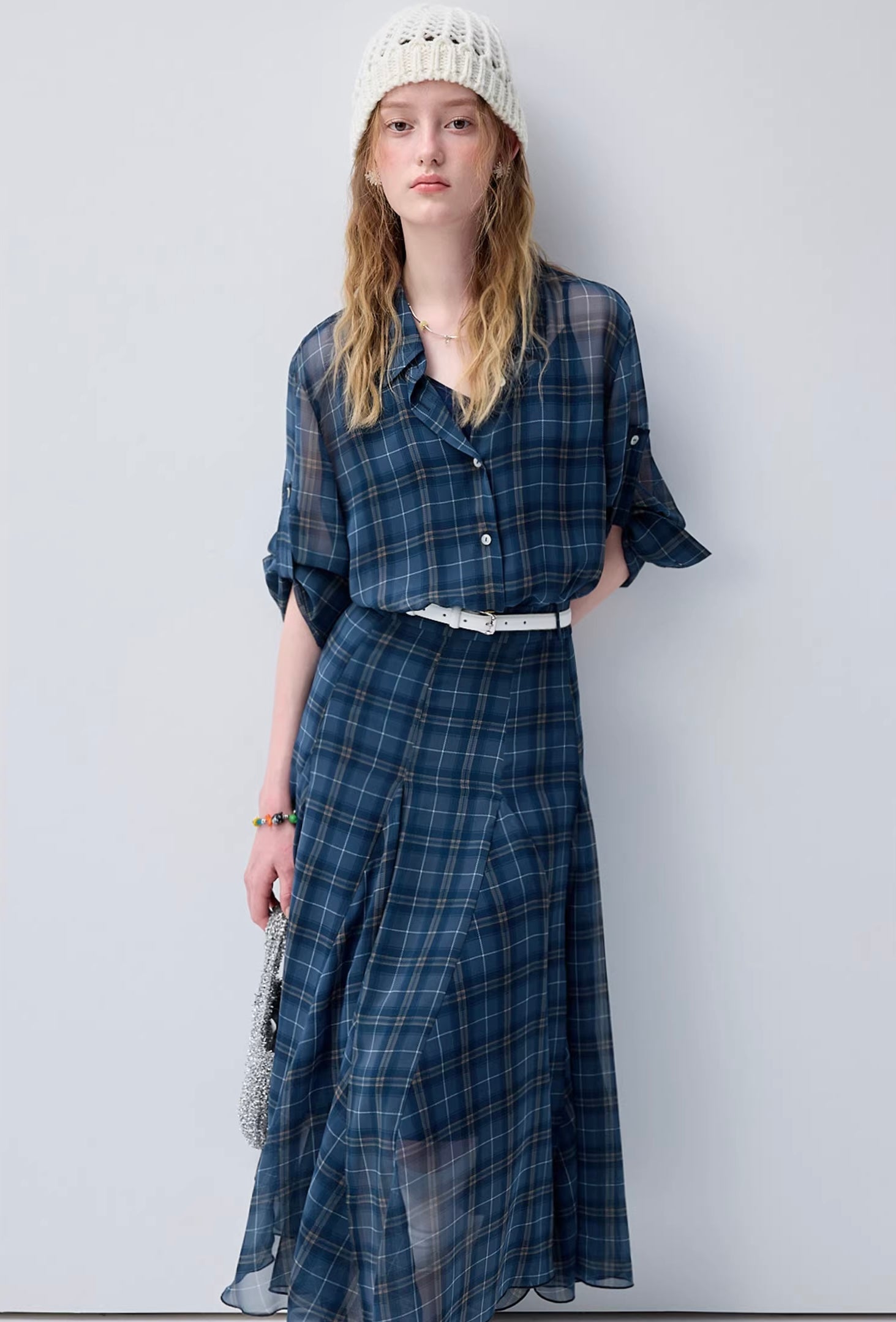 パステルチェックデザインワンピースC3623