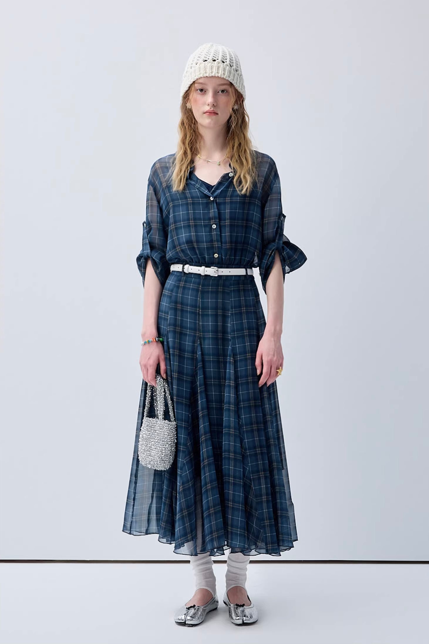 パステルチェックデザインワンピースC3623