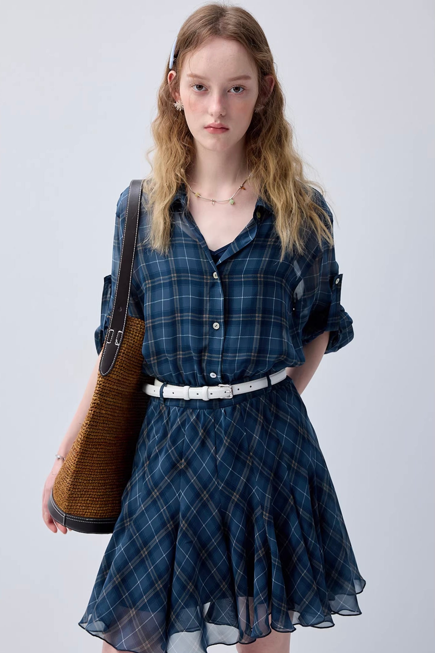 パステルチェックデザインワンピースC3623