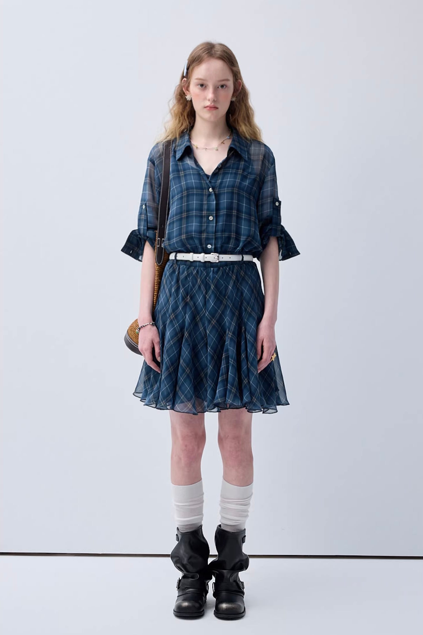 パステルチェックデザインワンピースC3623