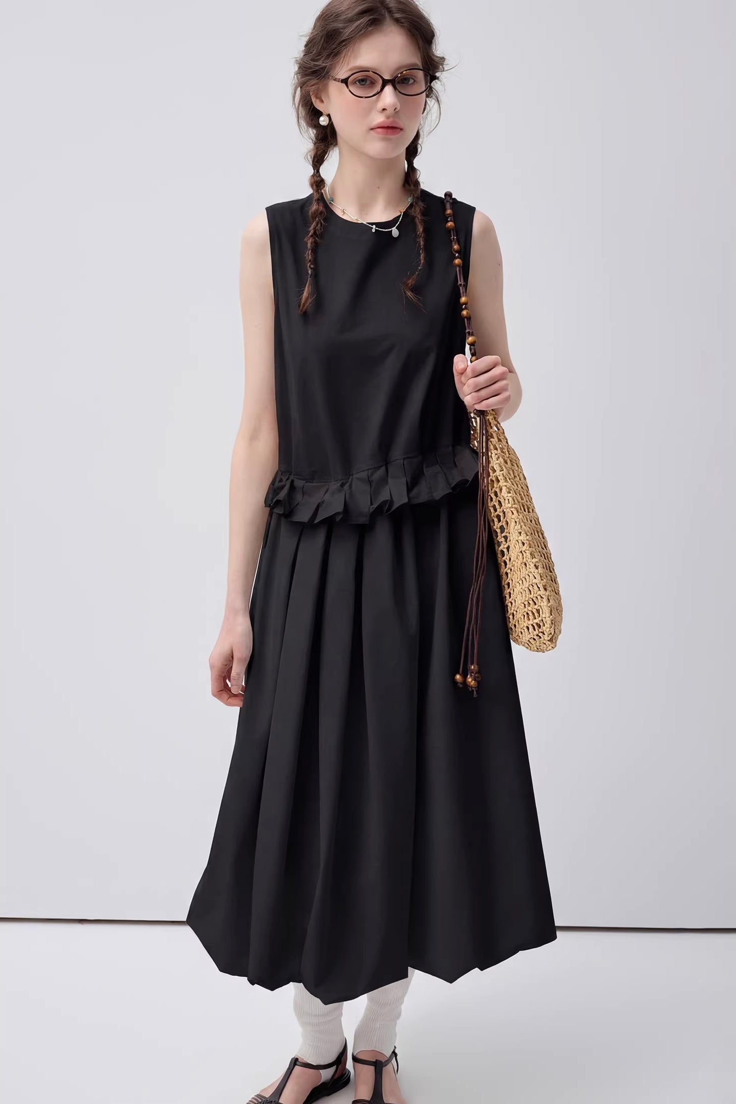 クール&モードノースリーブフリルワンピースC3627