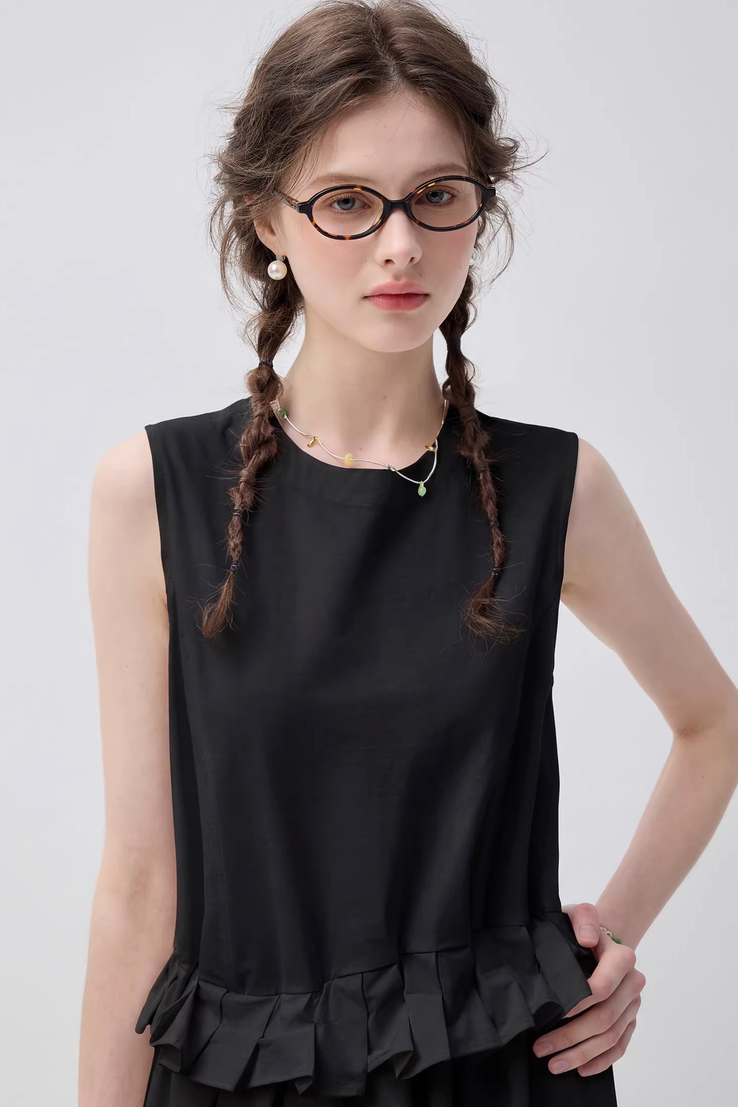 クール&モードノースリーブフリルワンピースC3627