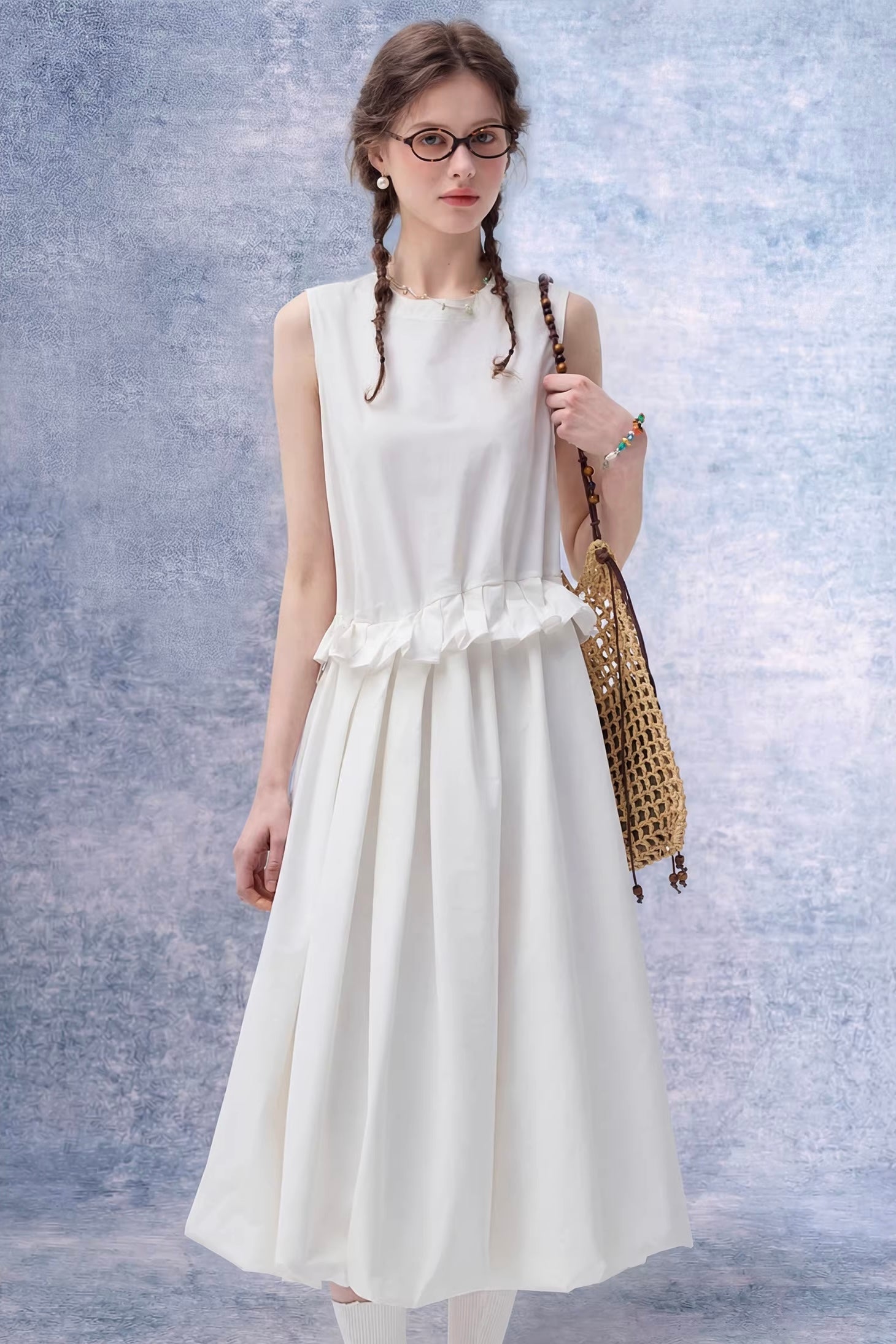 クール&モードノースリーブフリルワンピースC3627