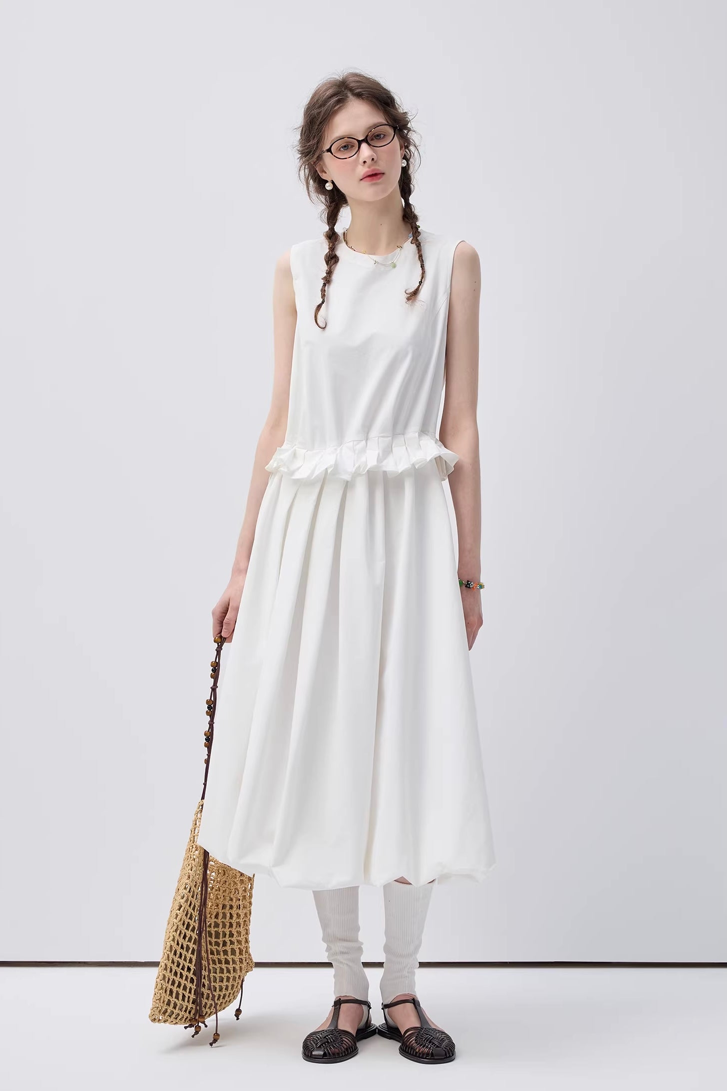 クール&モードノースリーブフリルワンピースC3627