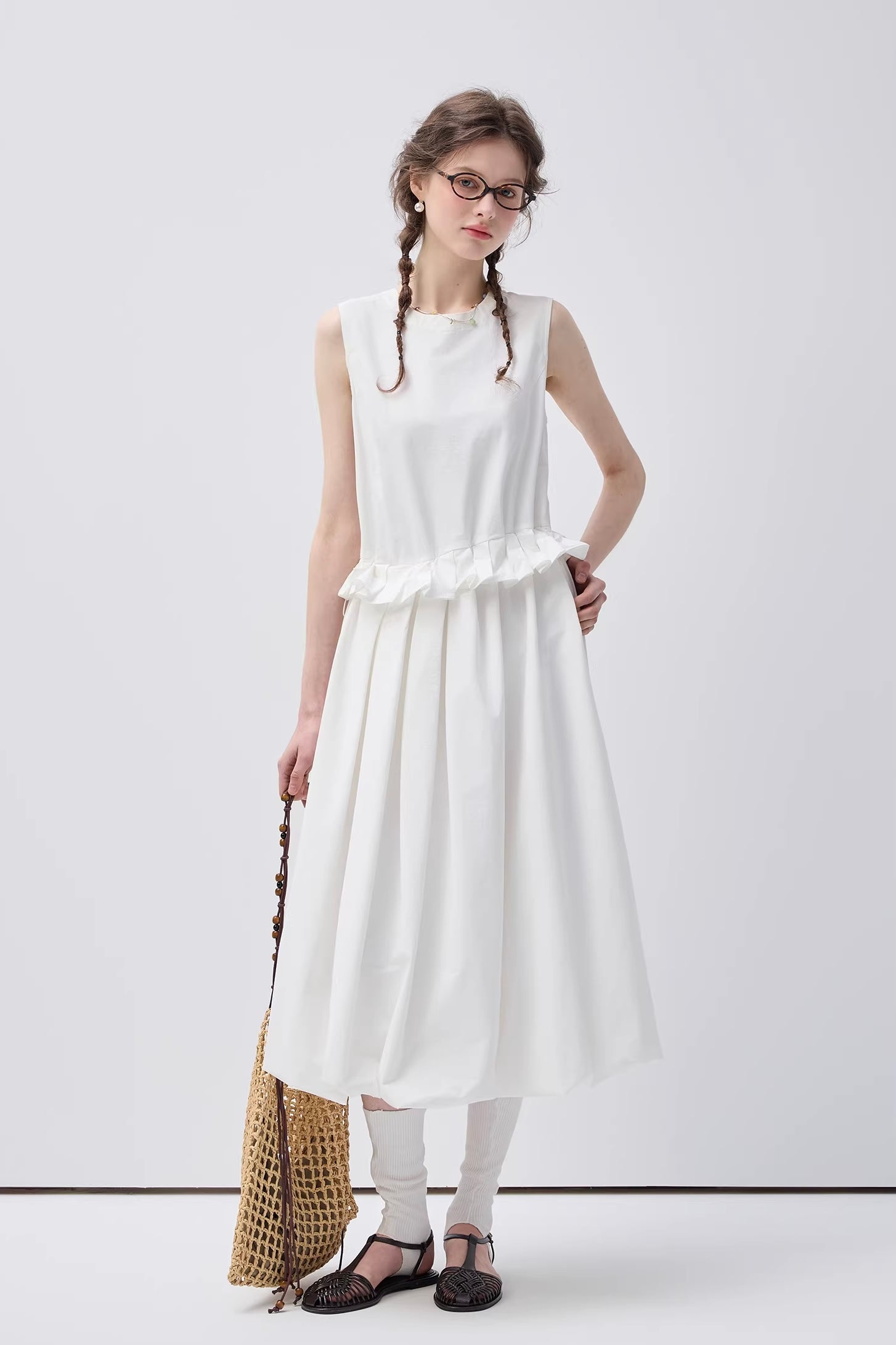 クール&モードノースリーブフリルワンピースC3627