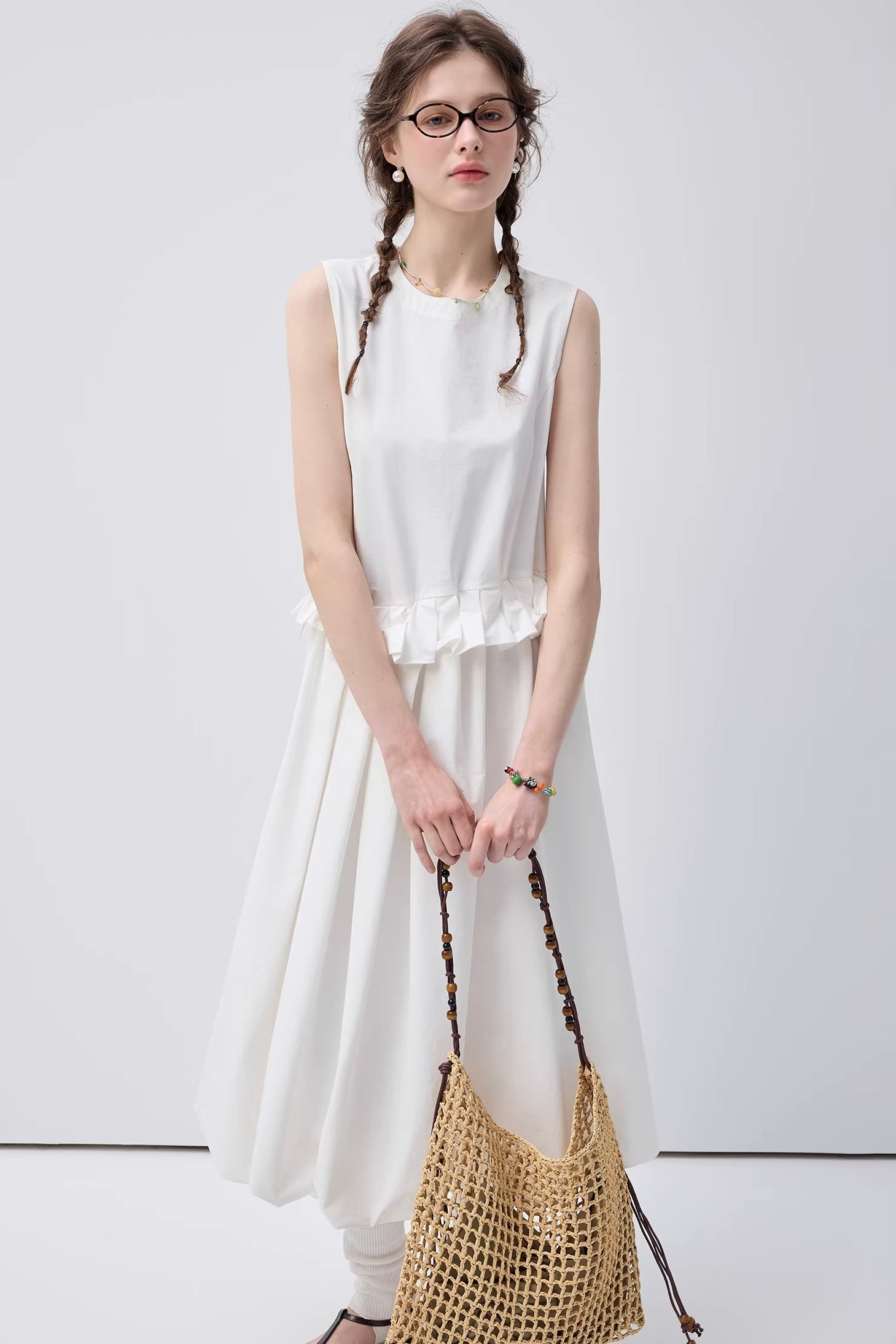 クール&モードノースリーブフリルワンピースC3627