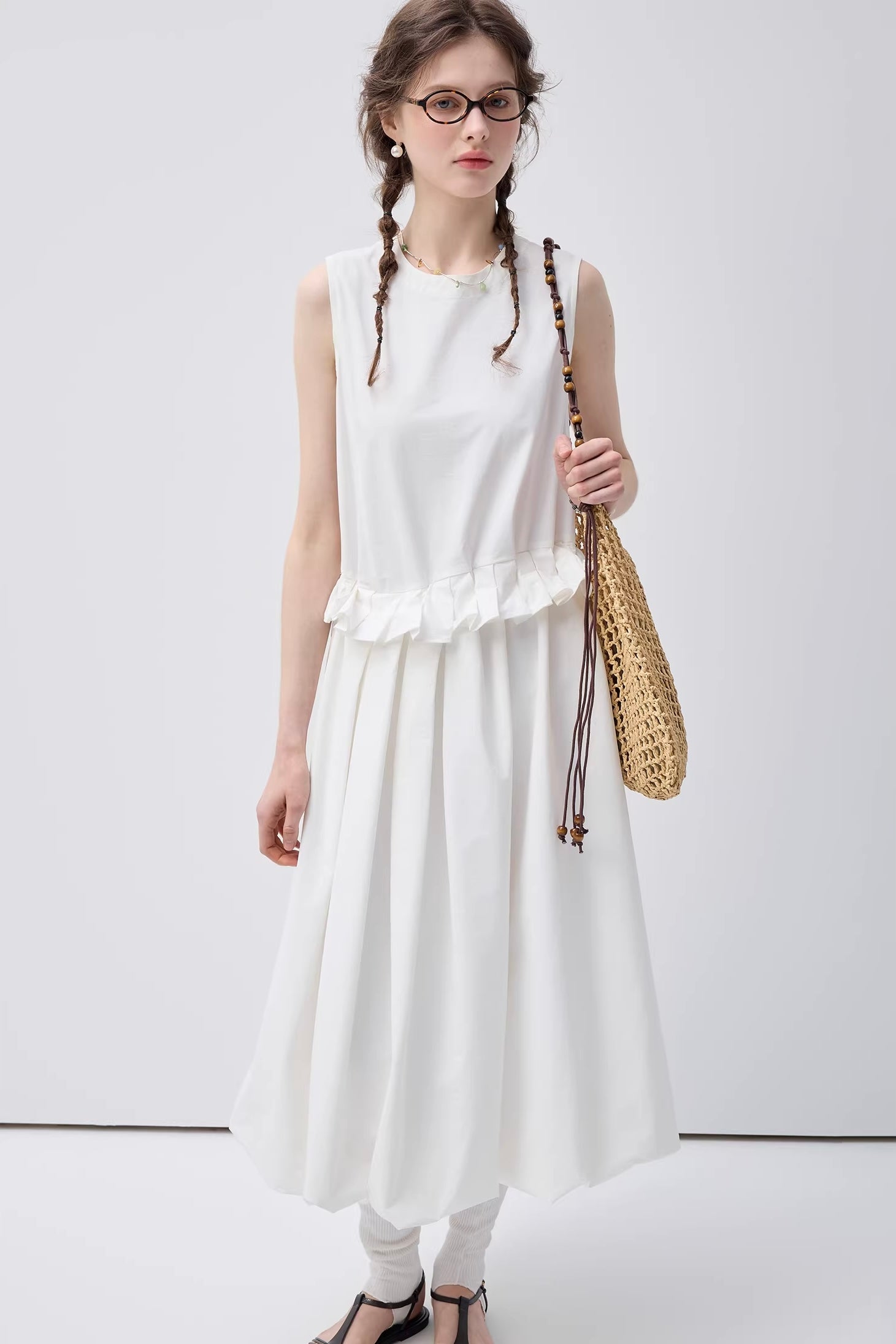 クール&モードノースリーブフリルワンピースC3627