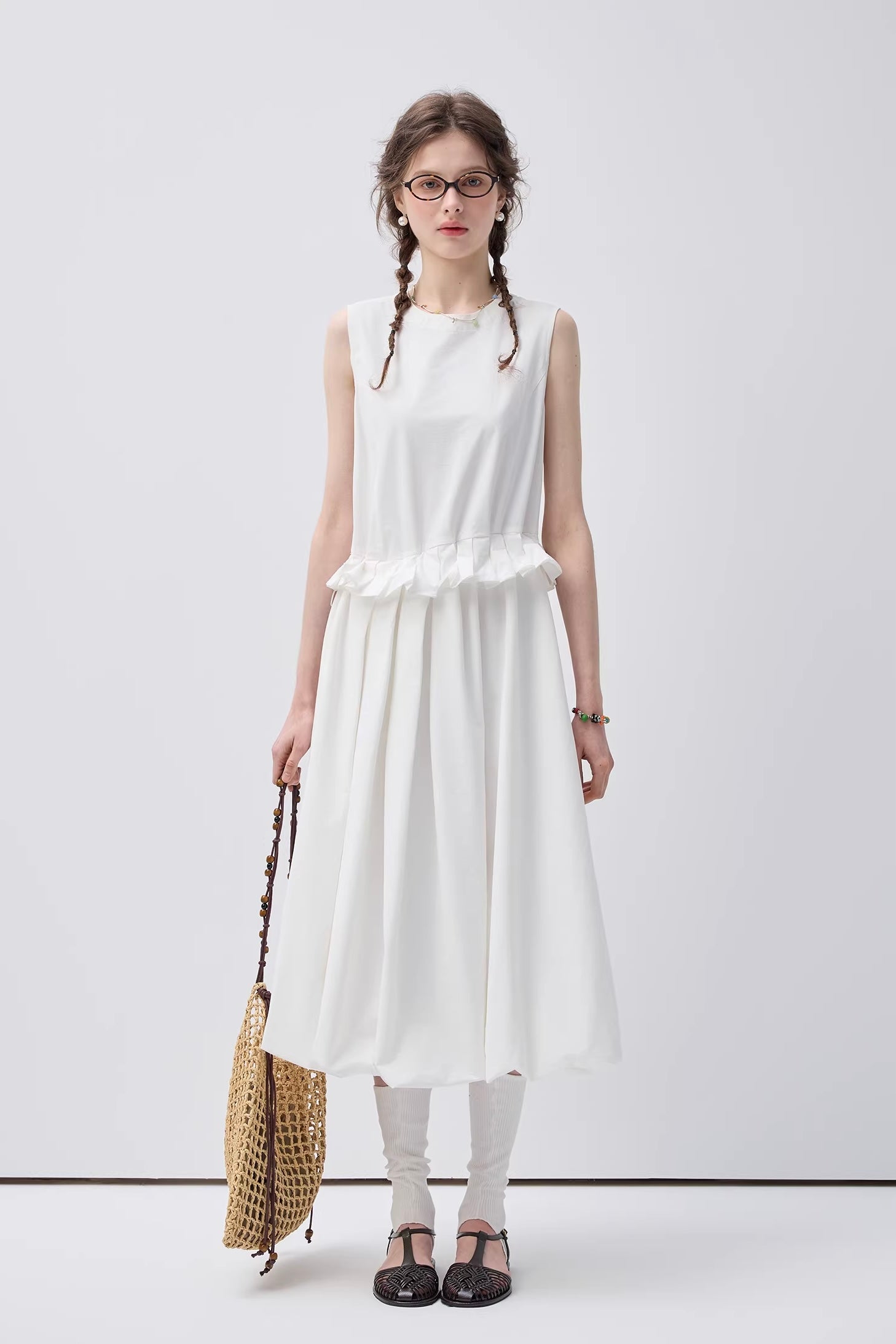 クール&モードノースリーブフリルワンピースC3627