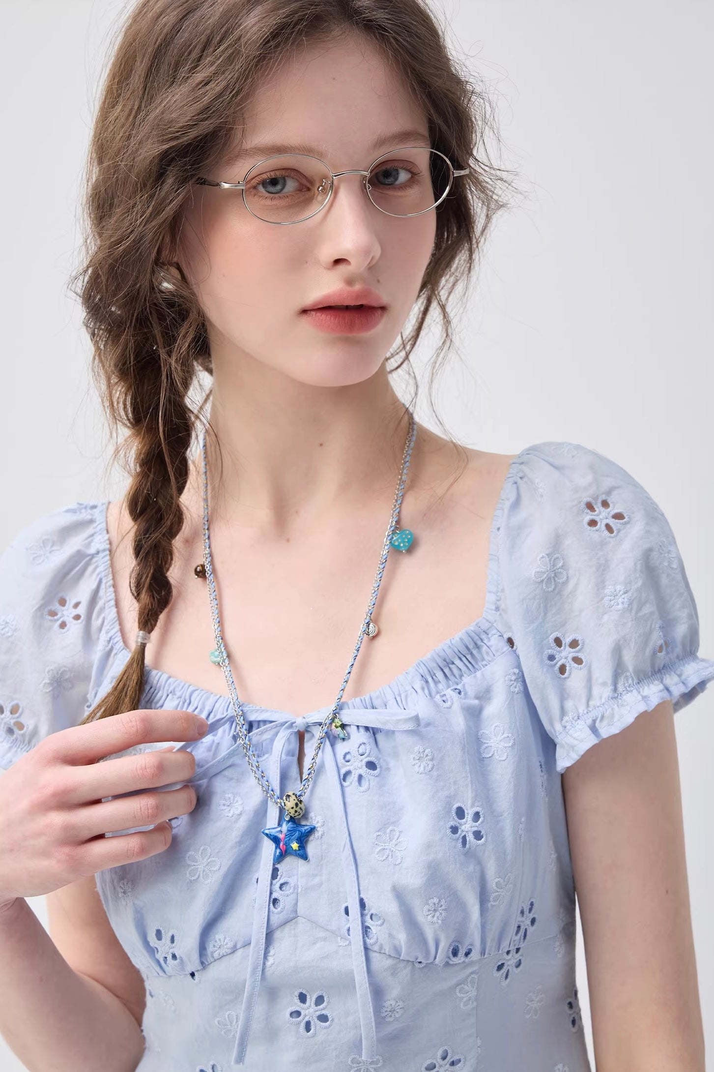 エンブロイダリースクエアネックドレスC3628