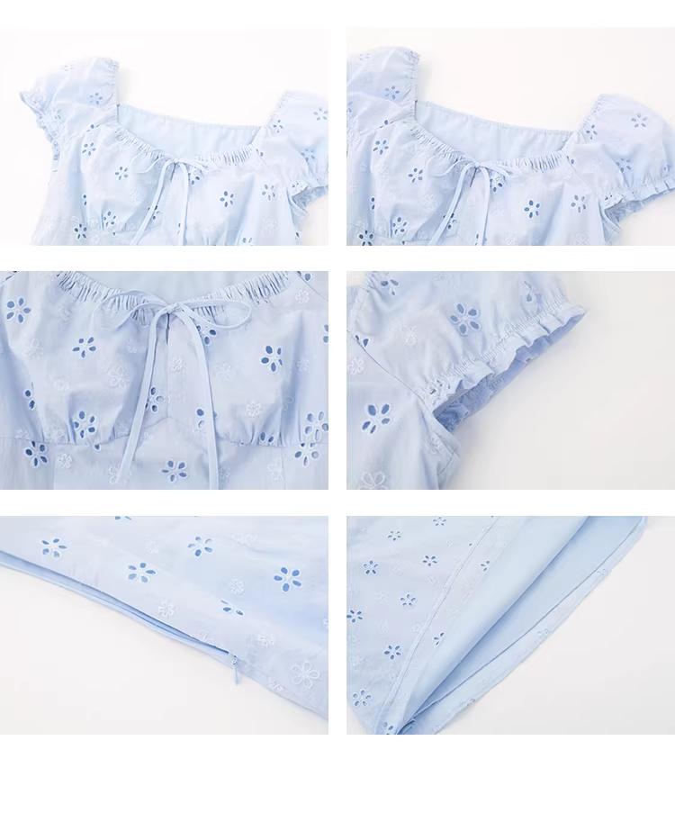 エンブロイダリースクエアネックドレスC3628