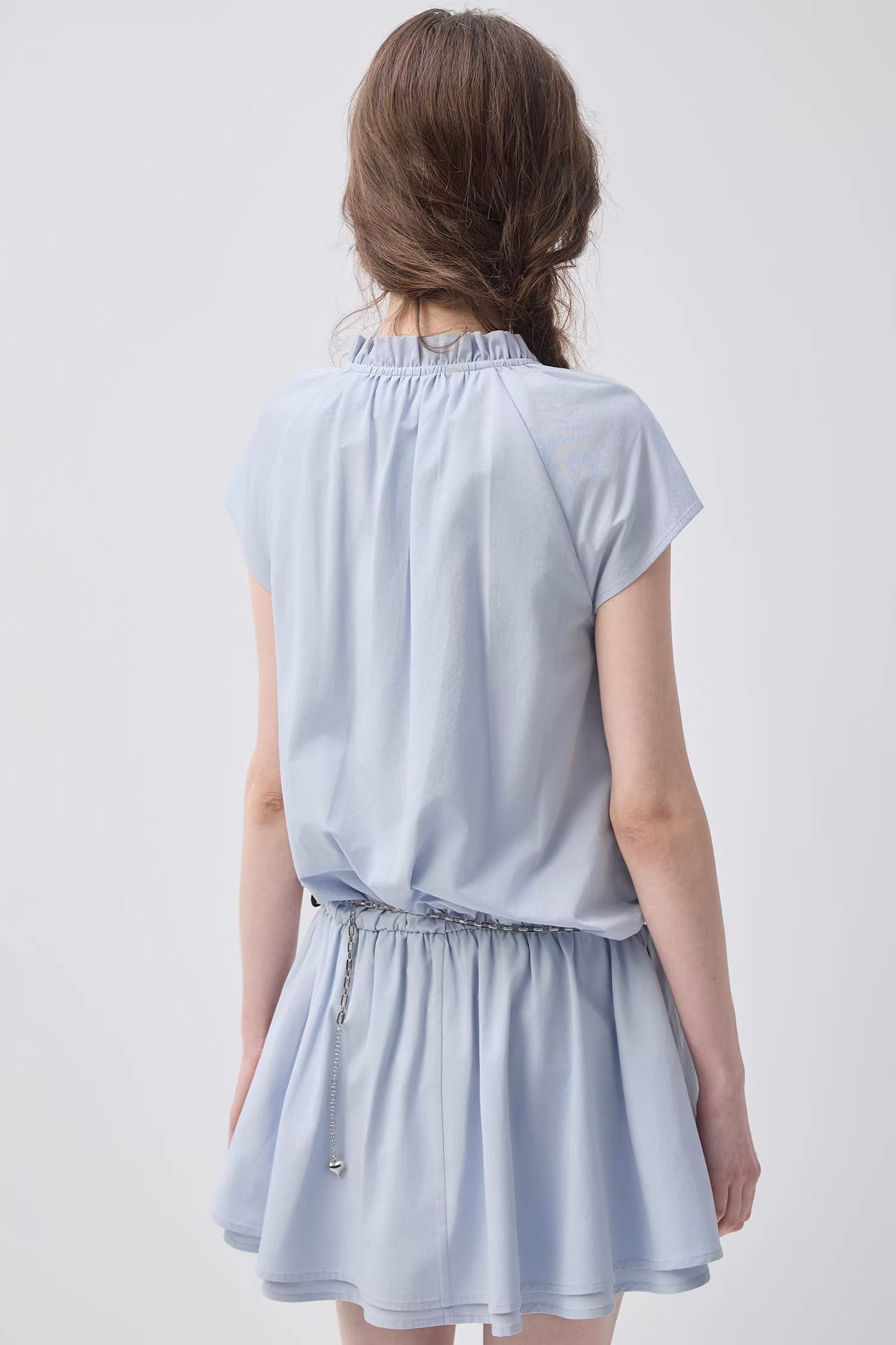 リボンデザインバルーンシルエットワンピースC3637