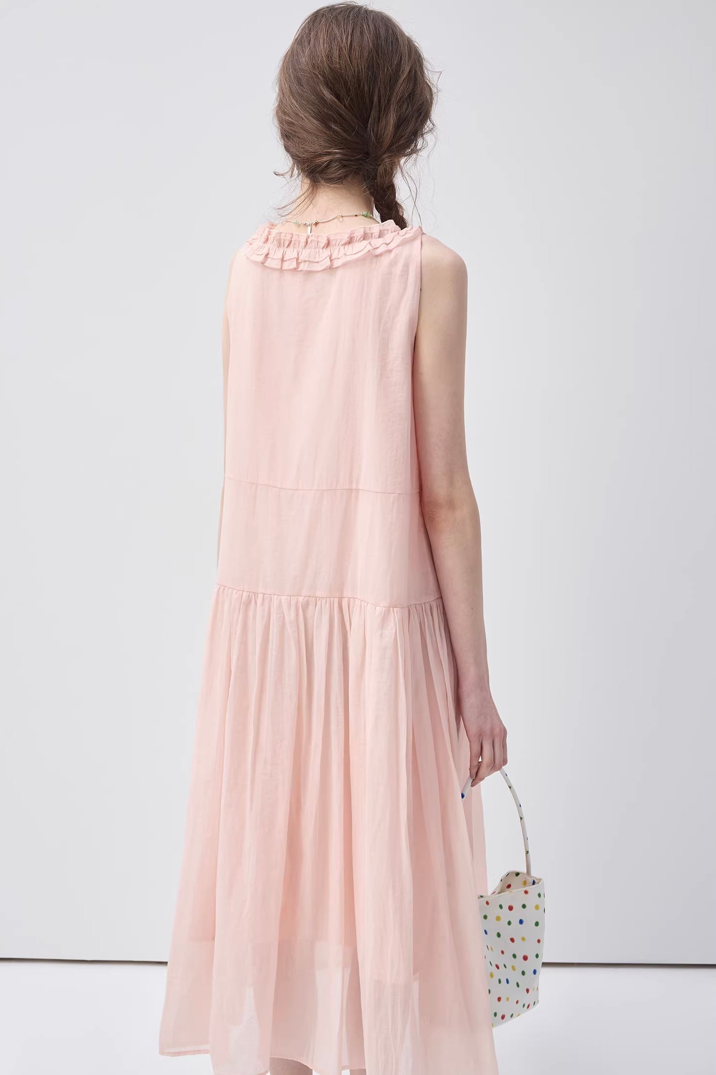 パステルノースリーブフリルドレスC3639