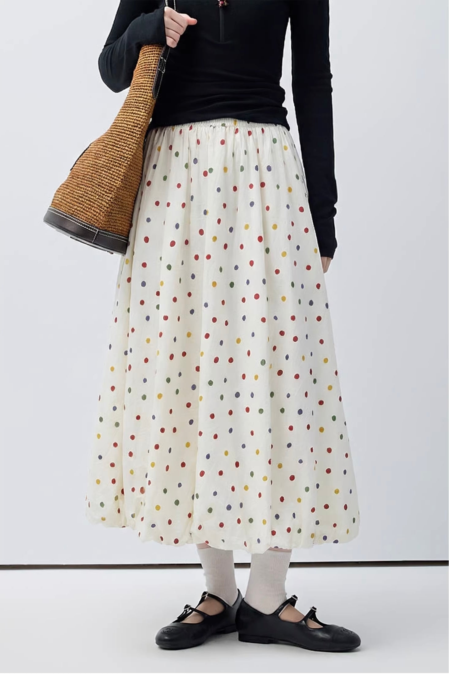 カラードットバルーンスカートC3655