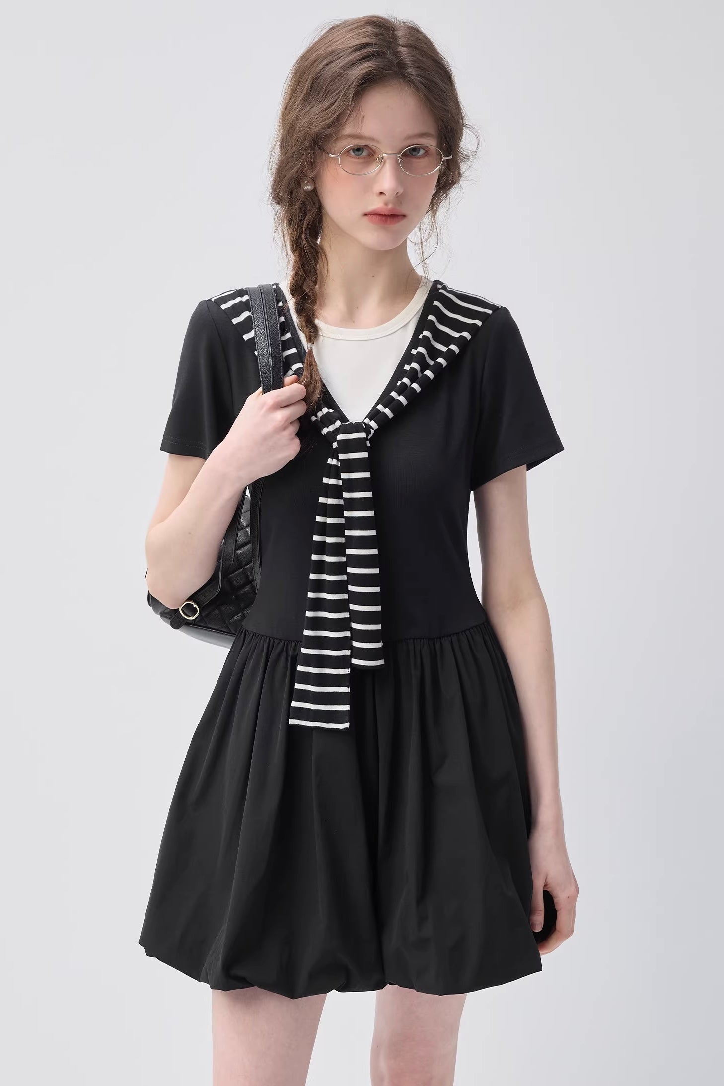 セーラーカラーバルーンワンピースC3656